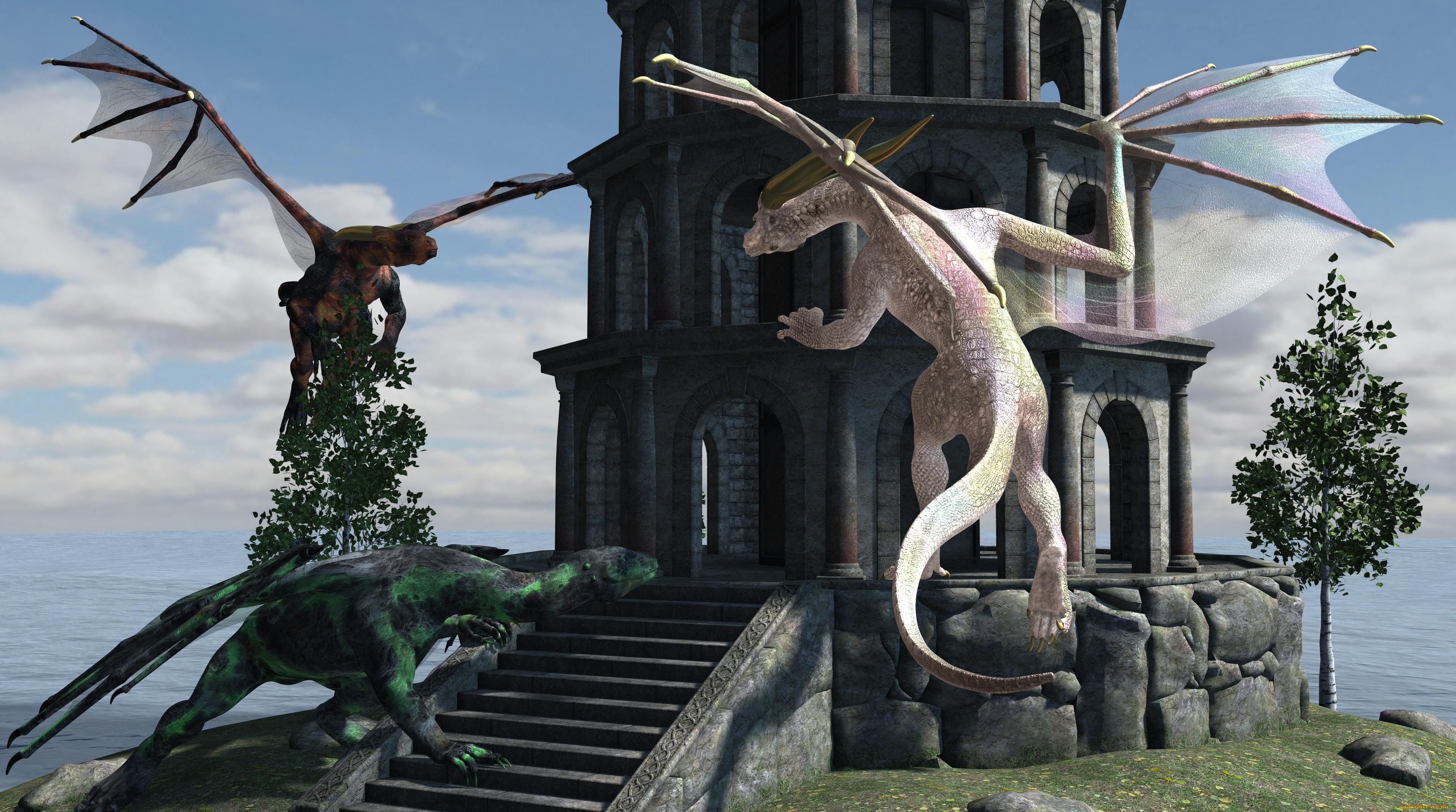 3д, графика, существа, , creatures, драконы