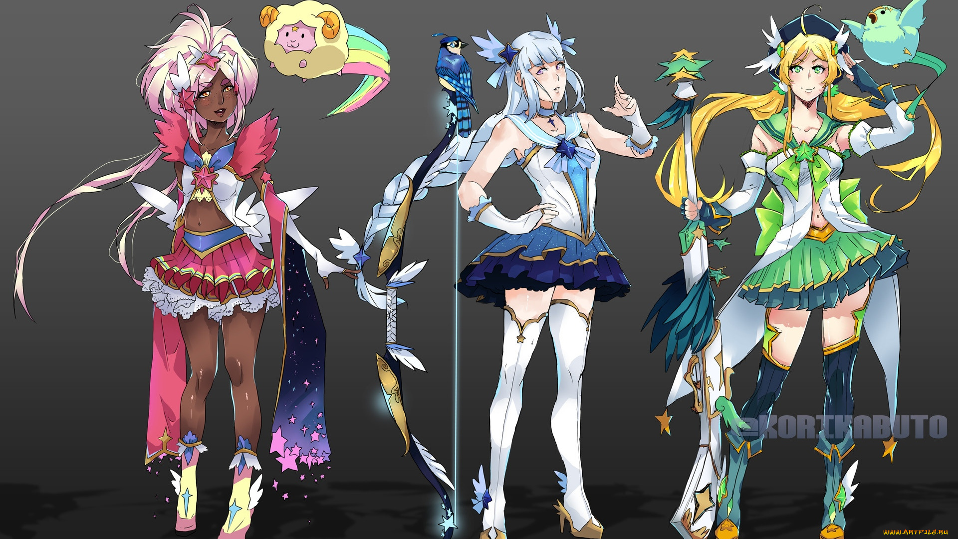 видео, игры, league, of, legends, девушки, костюмы, животные, taliyah, ashe, caitlyn