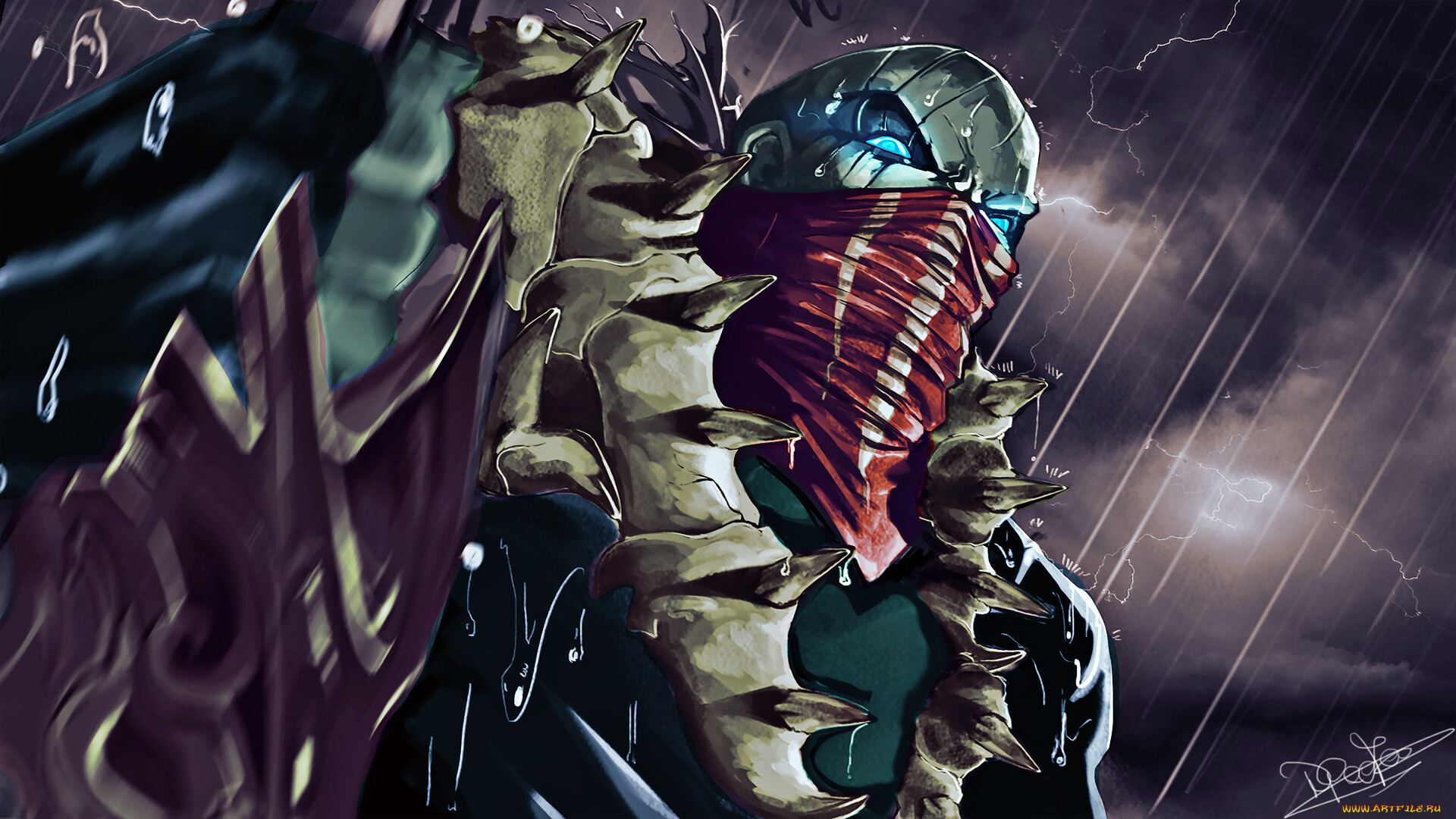 видео, игры, league, of, legends, дождь, маска, гроза, pyke