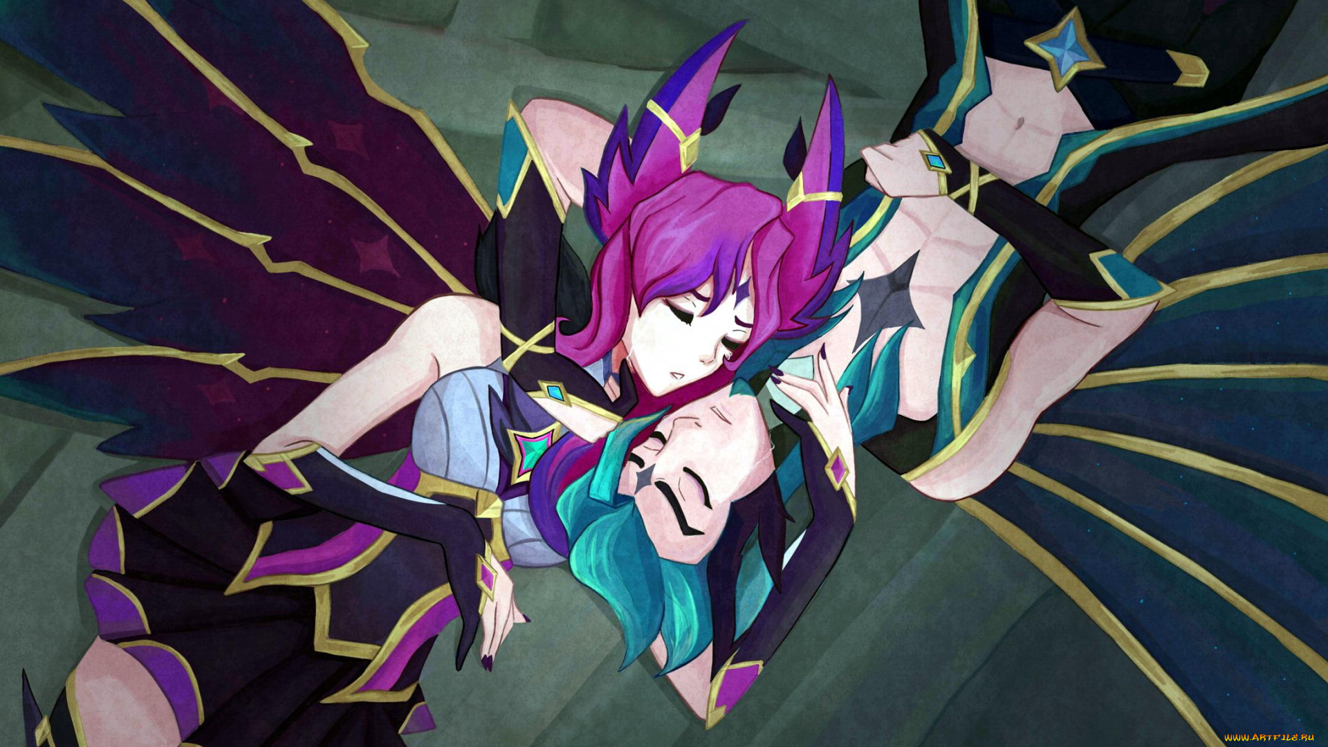 видео, игры, league, of, legends, rakan, xayah, пара, крылья