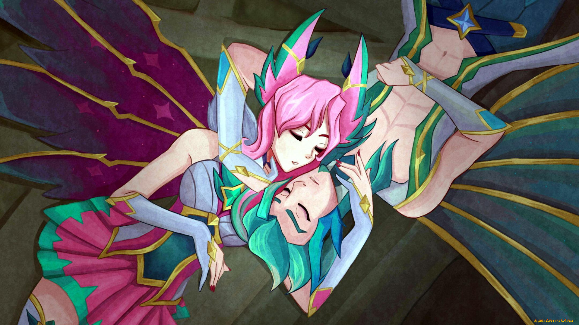 видео, игры, league, of, legends, rakan, xayah, пара, крылья