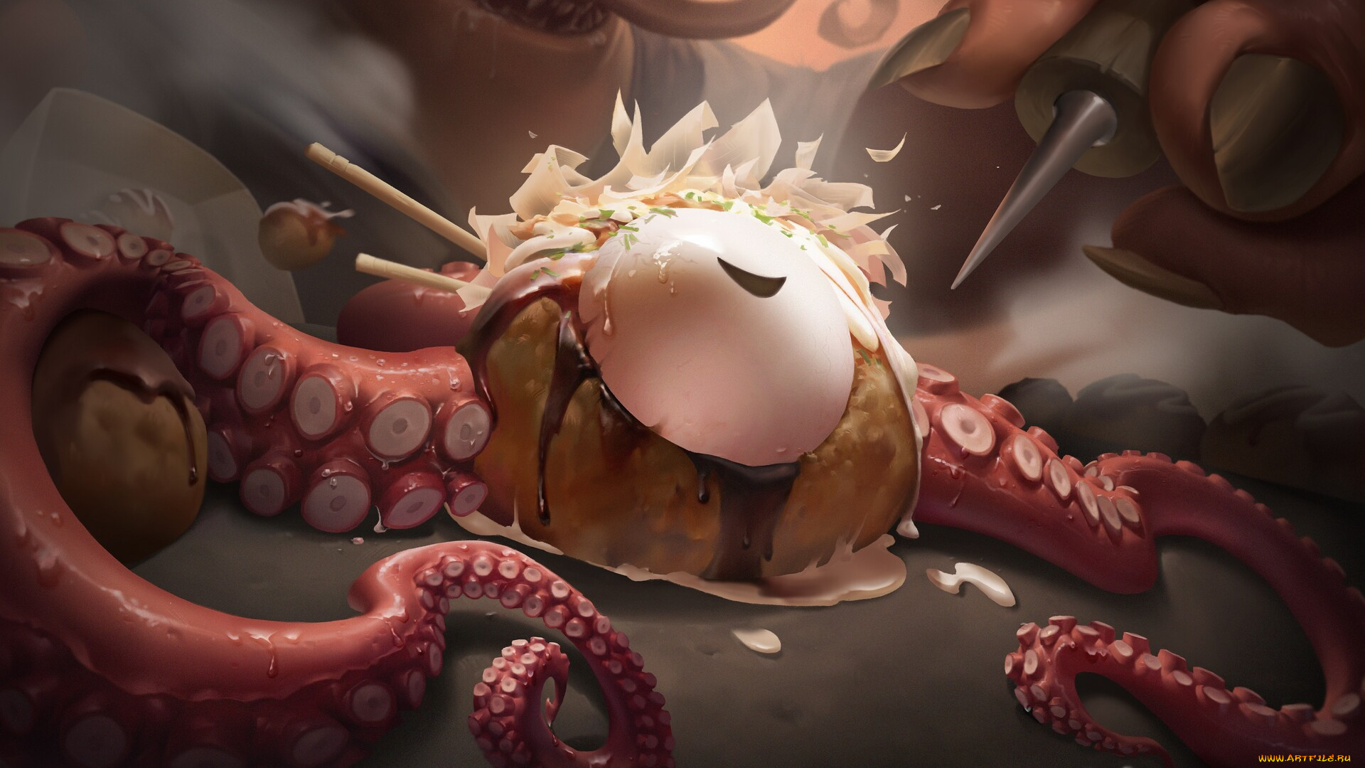 видео, игры, league, of, legends, щупальца, еда, пальцы, takoyaki, velkoz