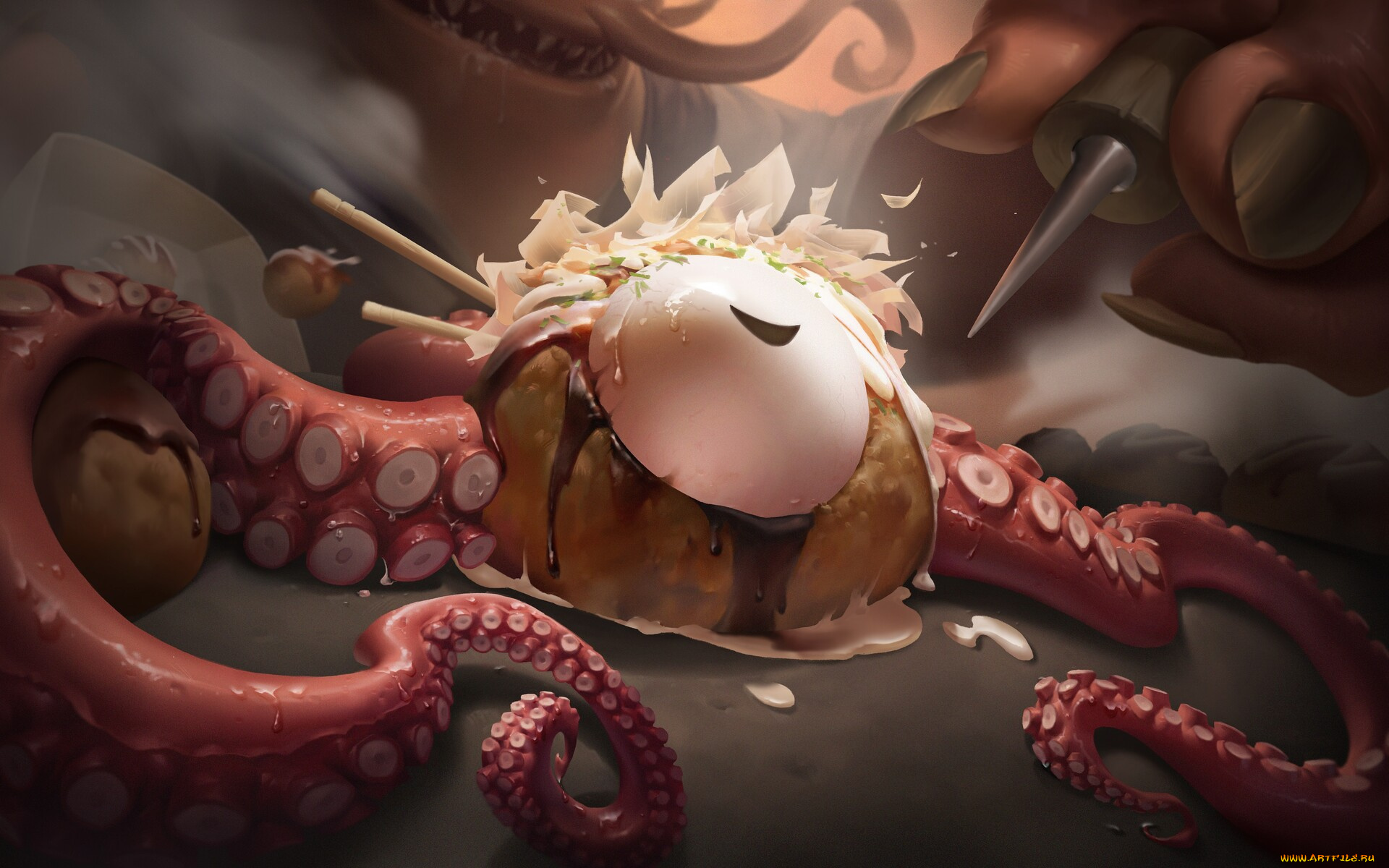 видео, игры, league, of, legends, щупальца, еда, пальцы, takoyaki, velkoz