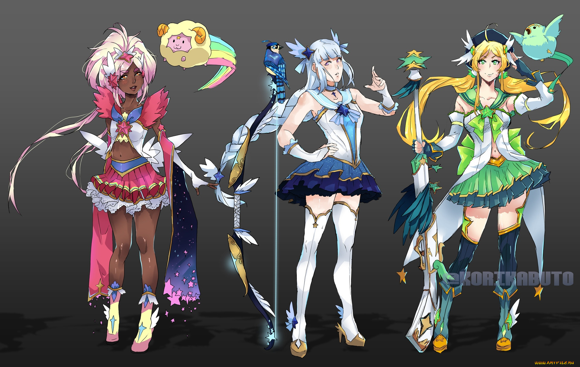 видео, игры, league, of, legends, девушки, костюмы, животные, taliyah, ashe, caitlyn