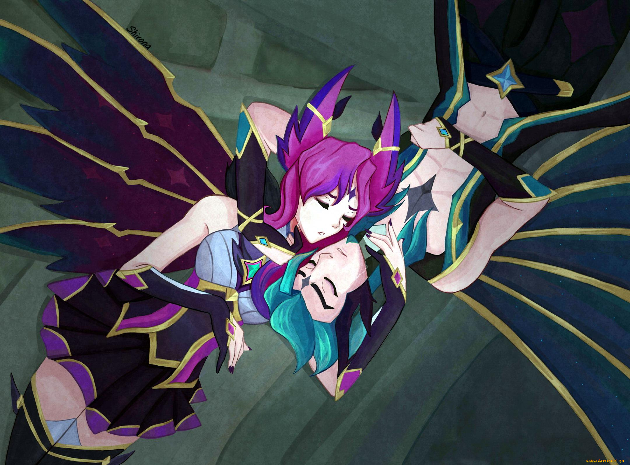 видео, игры, league, of, legends, rakan, xayah, пара, крылья