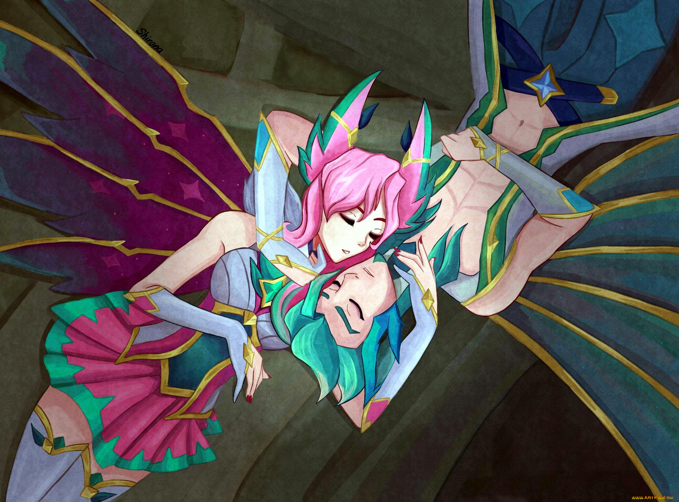 видео, игры, league, of, legends, rakan, xayah, пара, крылья