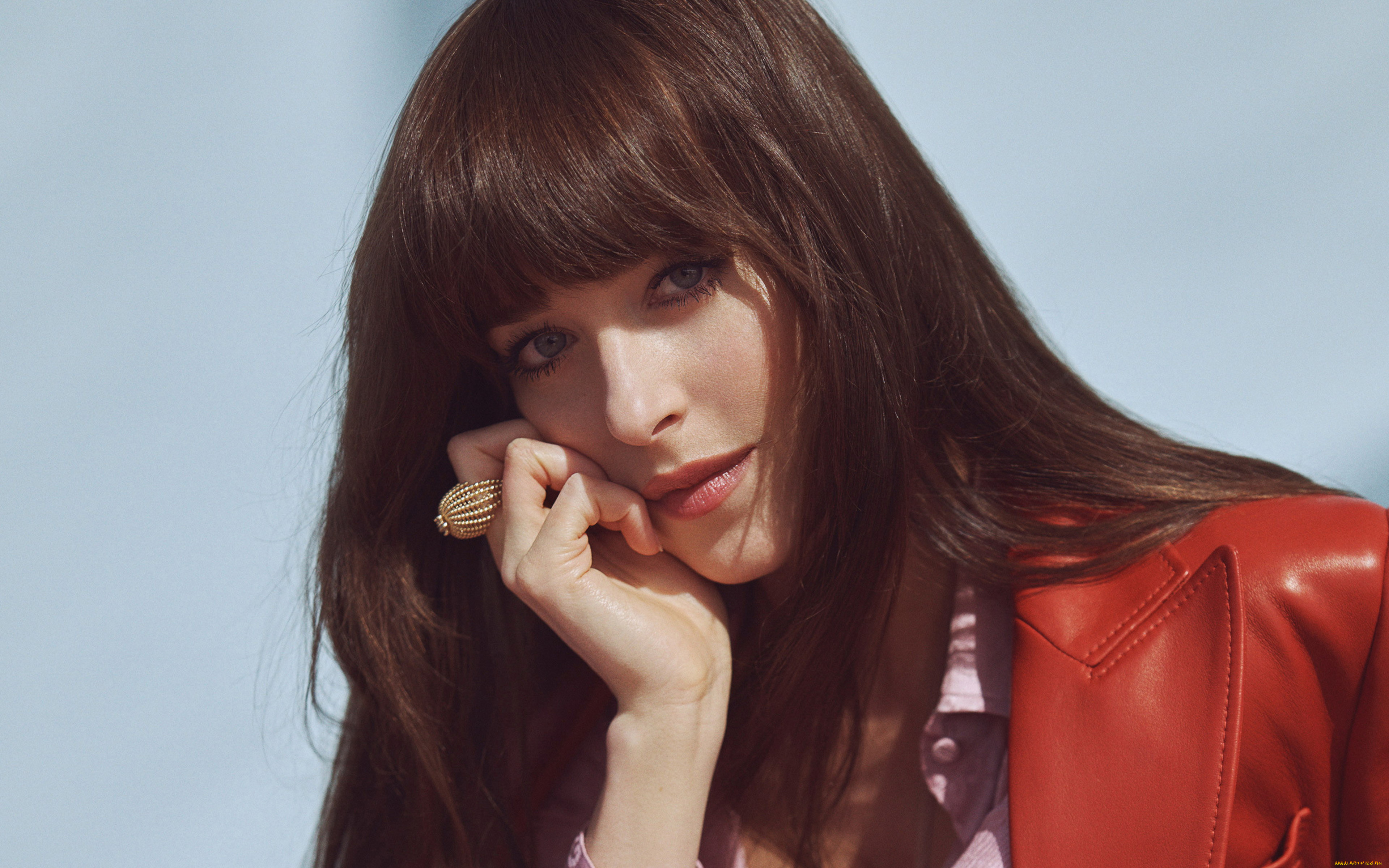 девушки, dakota, johnson, актриса, шатенка, лицо, куртка