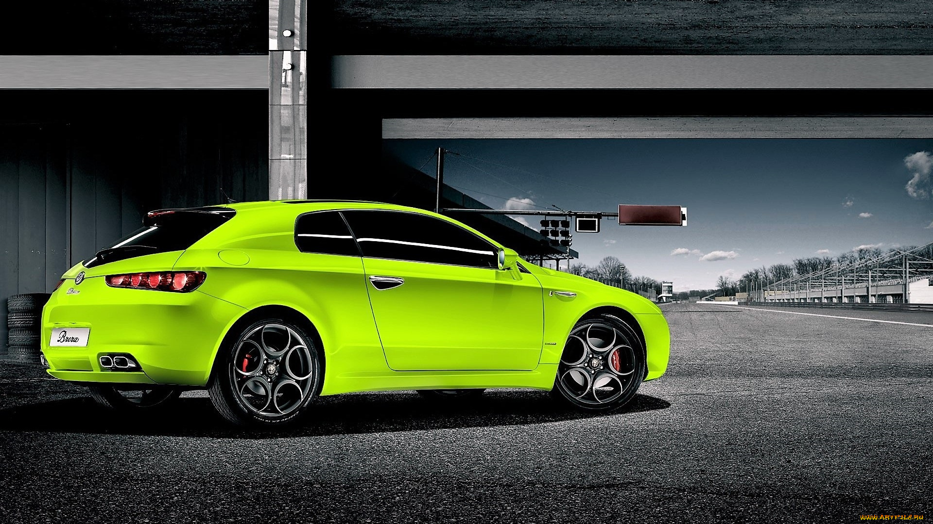 автомобили, alfa, romeo, зеленый, дорога