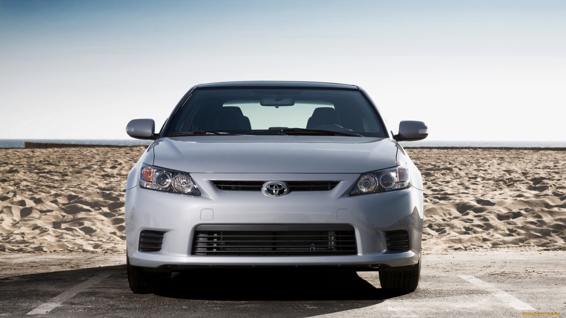 автомобили, scion, белый, стоянка, песок