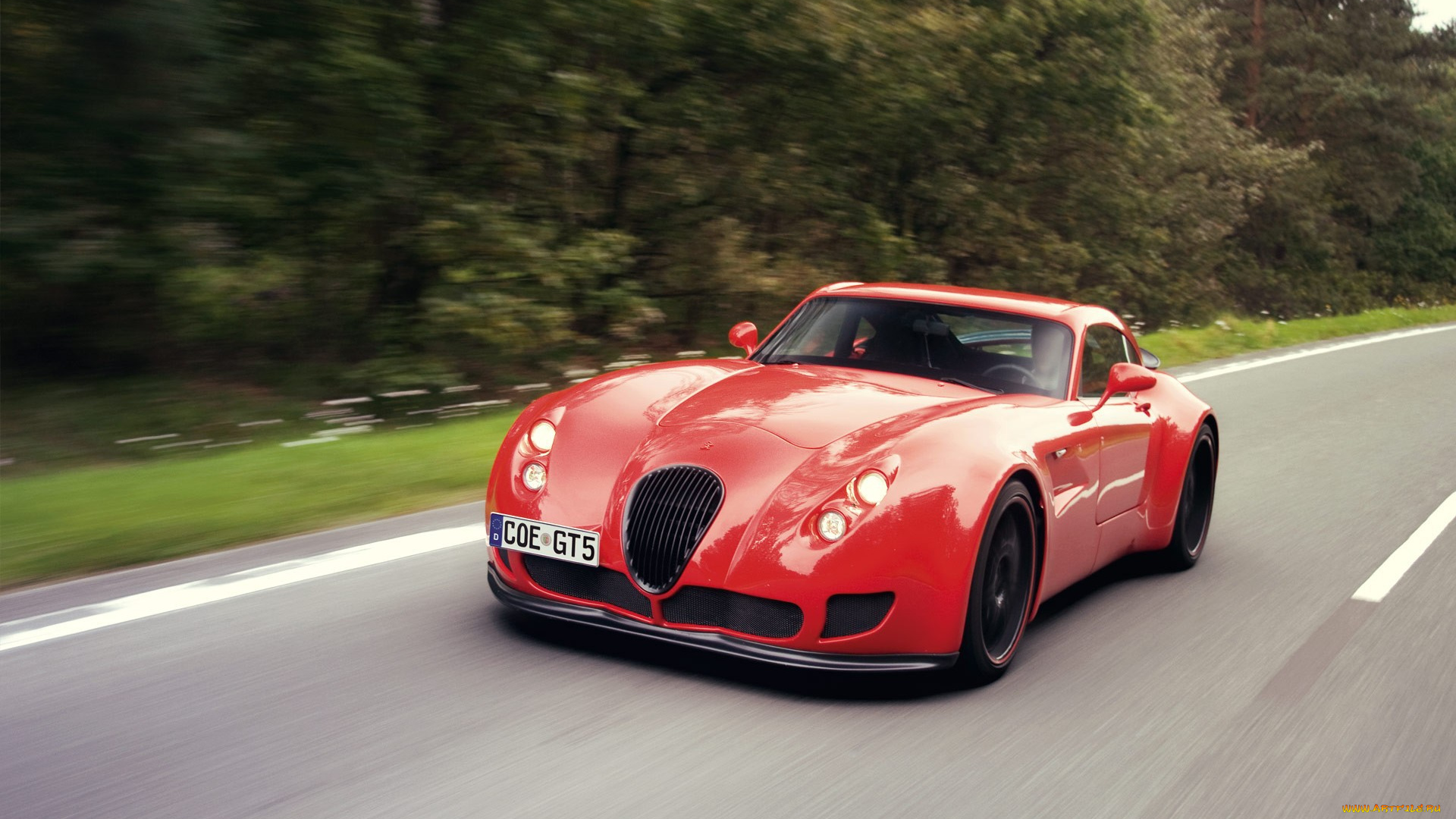 автомобили, wiesmann, красный, скорость, дорога, шоссе, трасса