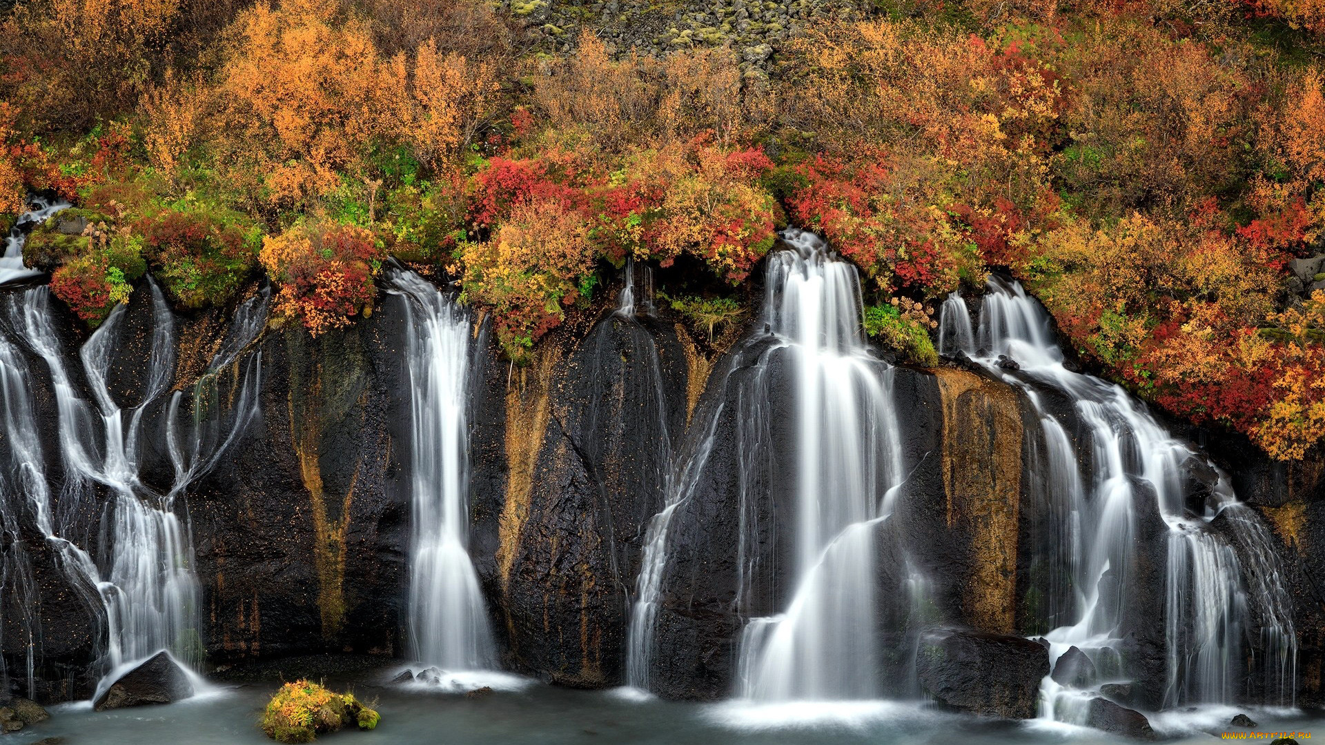 hraunfossar, iceland, природа, водопады