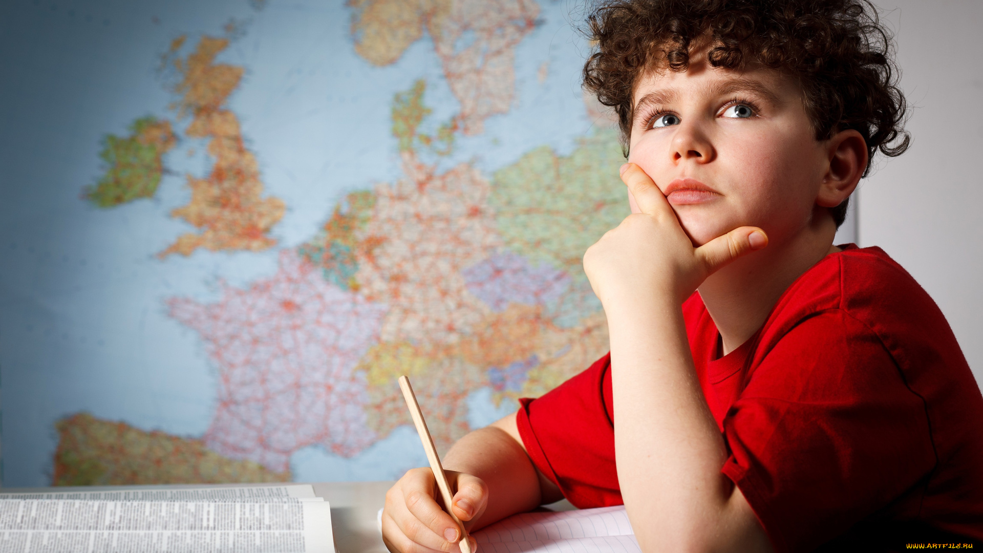 разное, дети, мальчик, карта, книга, уроки