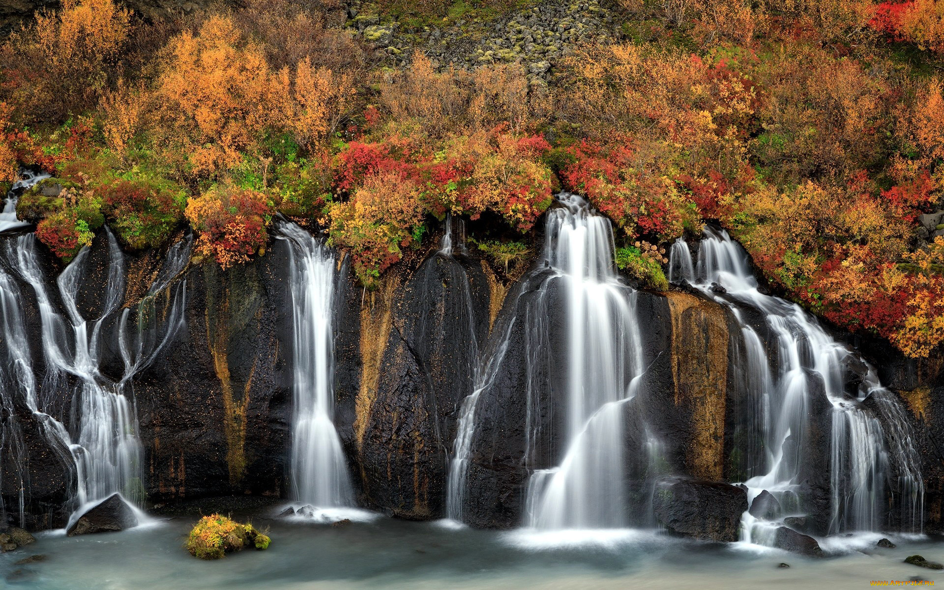 hraunfossar, iceland, природа, водопады