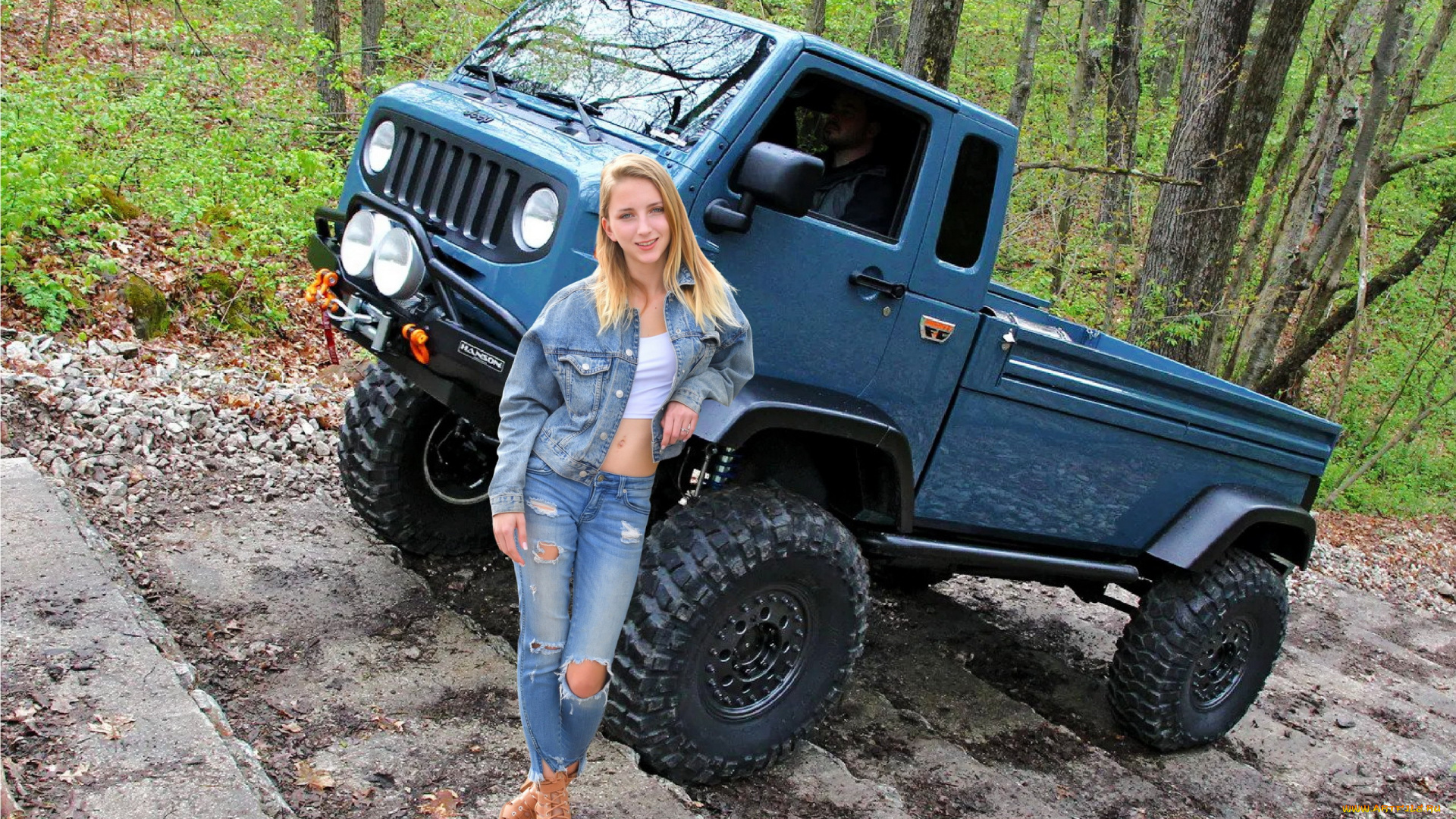 девушки, -, блондинки, , светловолосые, грузовик, джинсовый, костюм