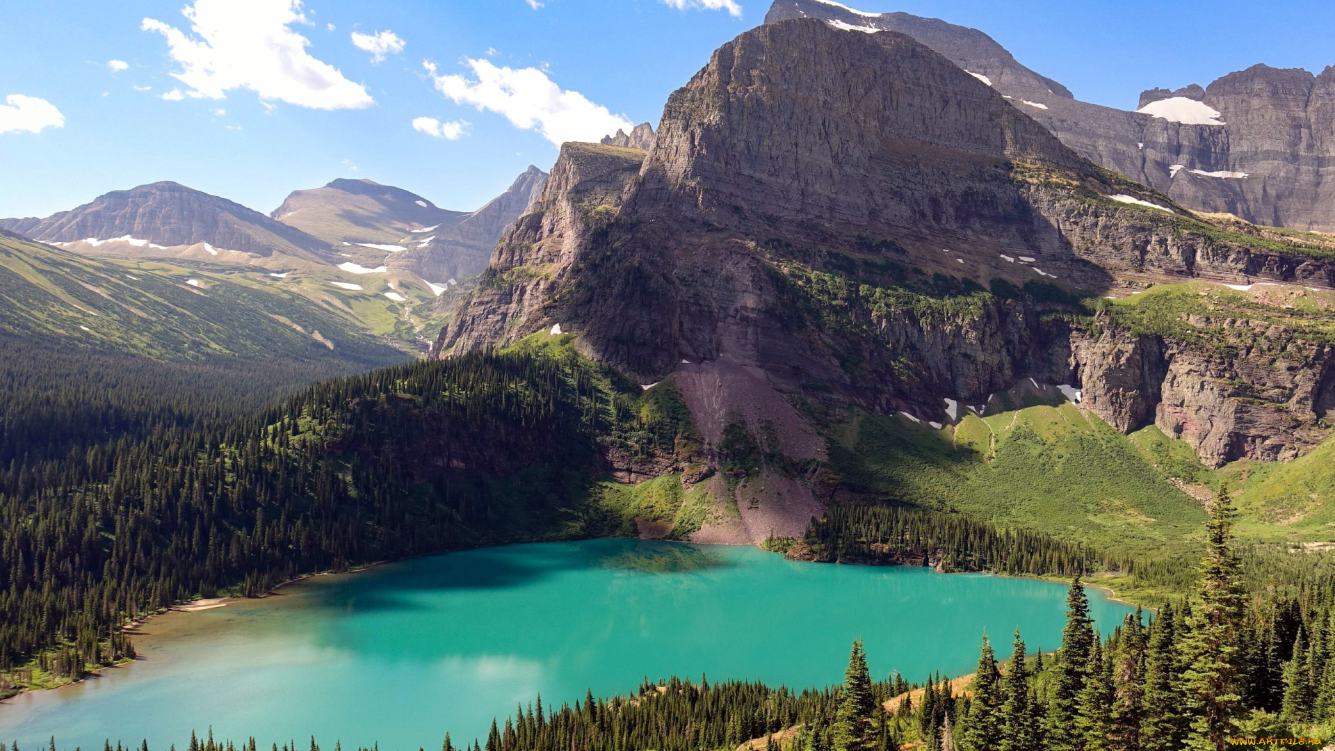 grinnell, lake, montana, природа, реки, озера, grinnell, lake
