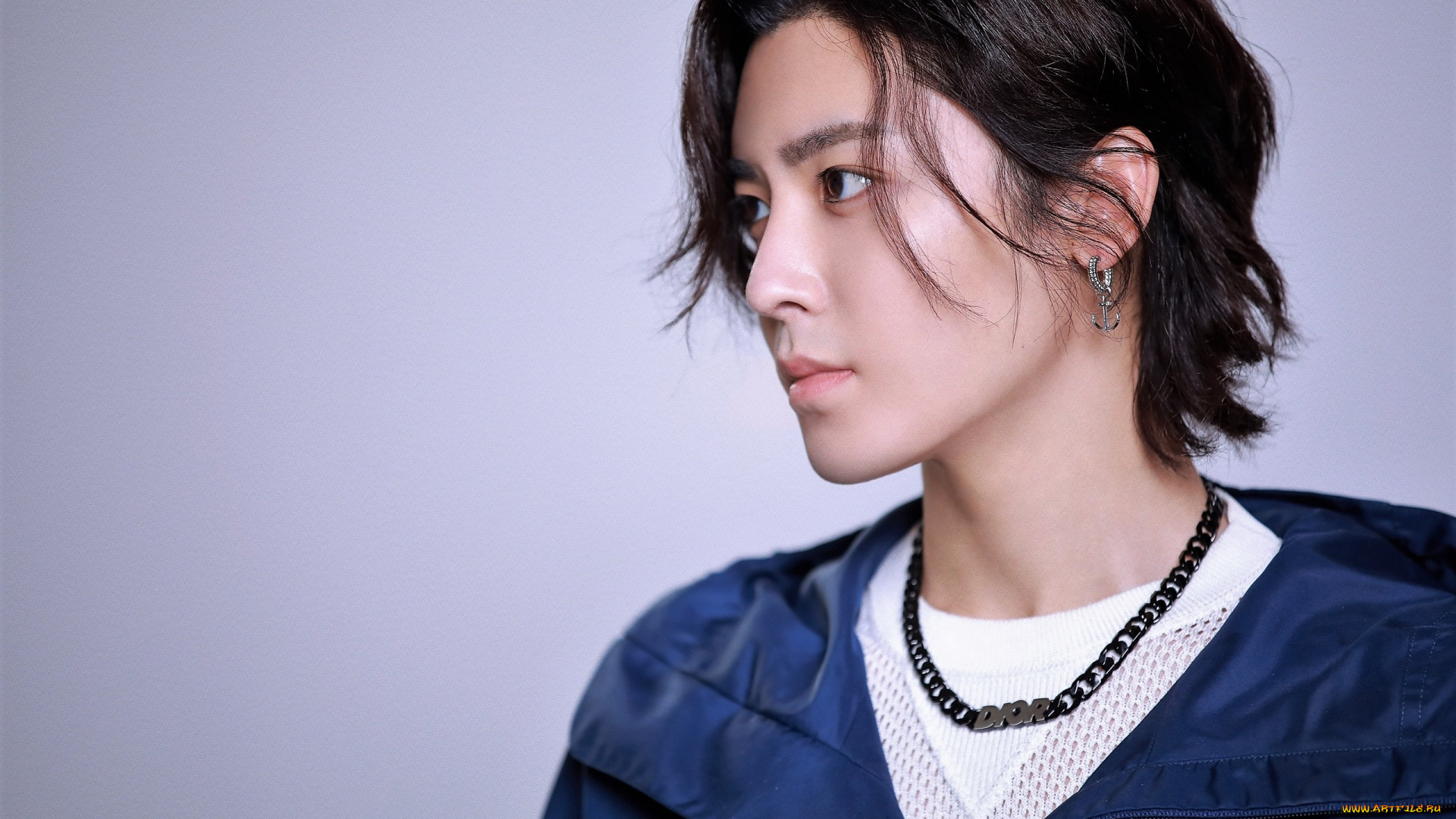 мужчины, hou, ming, hao, актер, лицо, цепочка, куртка