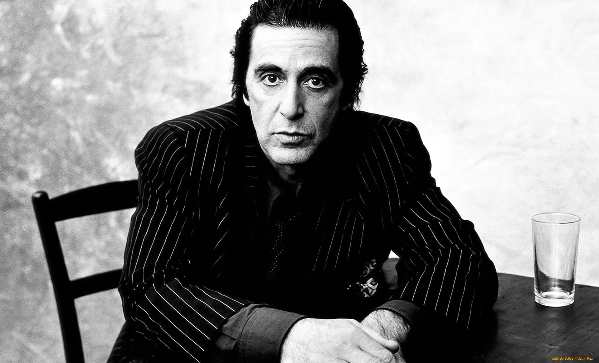 мужчины, al, pacino, актер, пиджак, стол, стакан