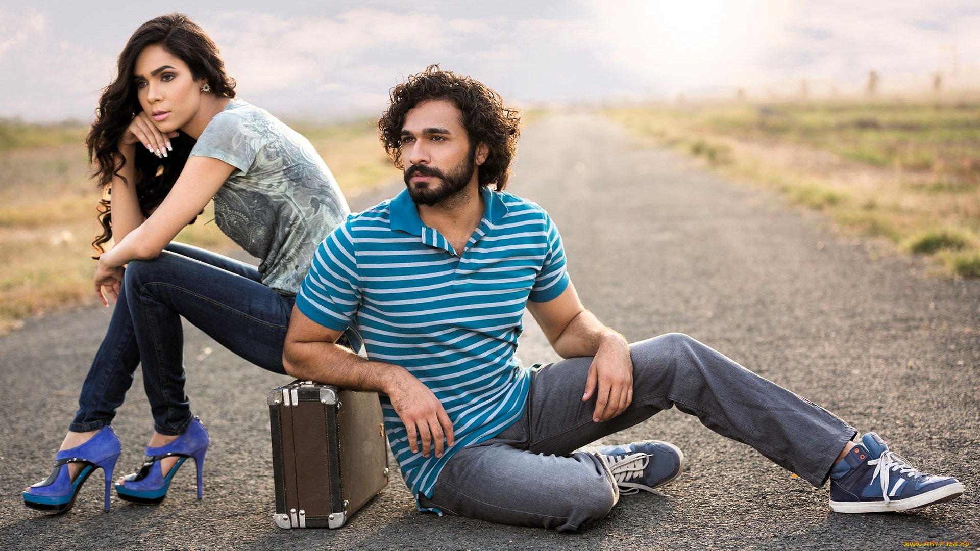 разное, мужчина, женщина, девушка, парень, чемодан, дорога