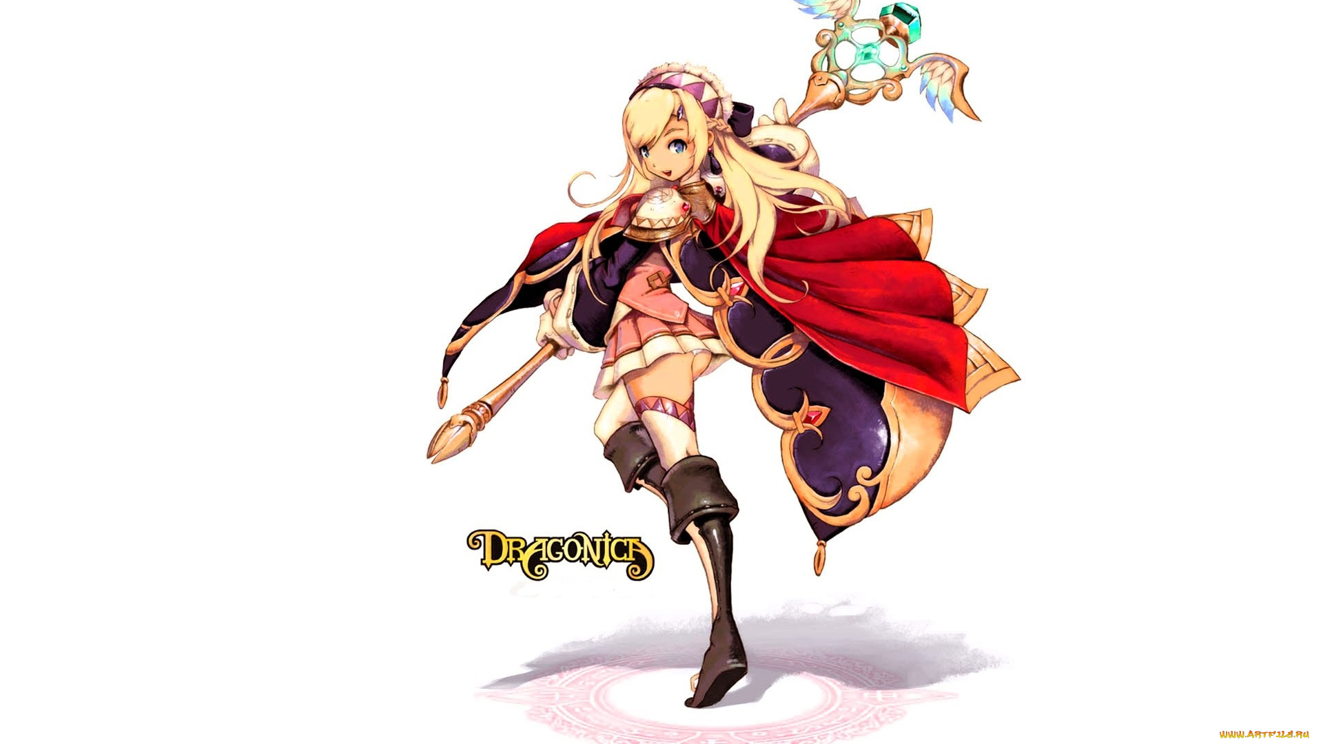 видео, игры, dragonica, девушка, наряд, плащ, посох