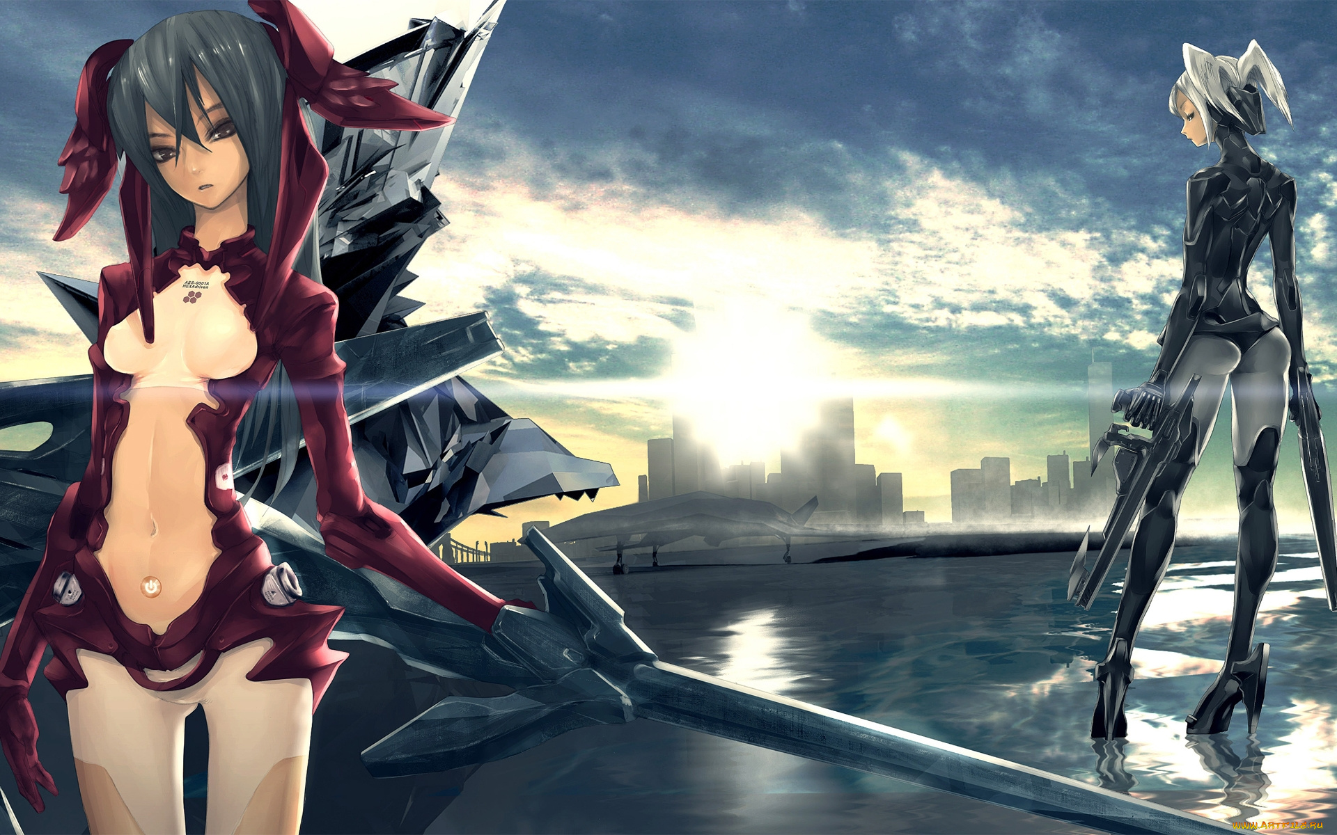 аниме, weapon, blood, technology