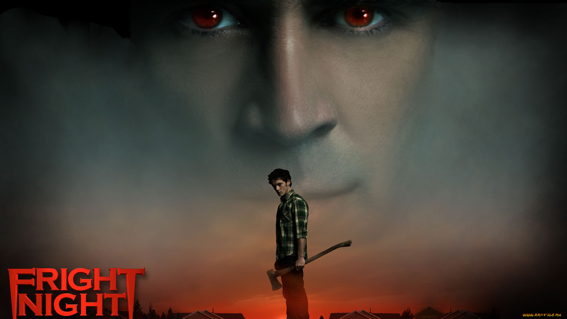 fright, night, кино, фильмы, закат, глаза, топор