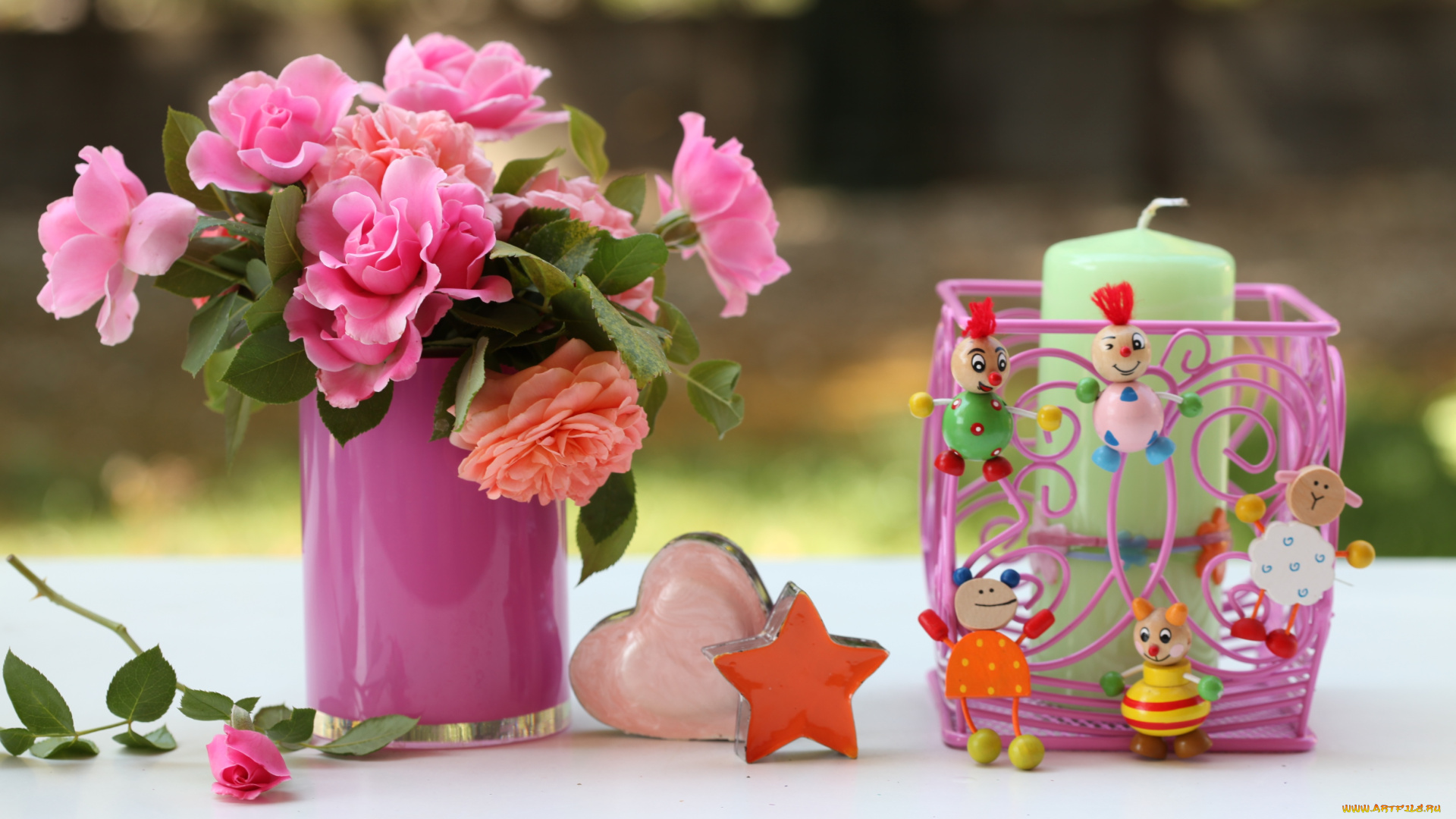 цветы, розы, свеча