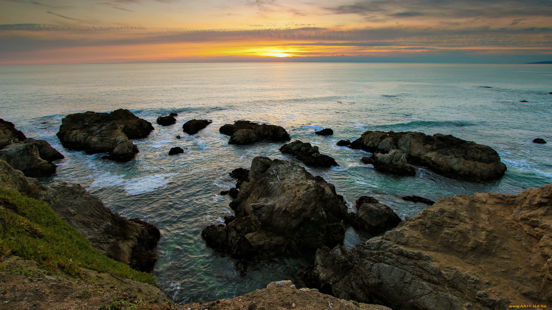 природа, моря, океаны, океан, закат, скалы