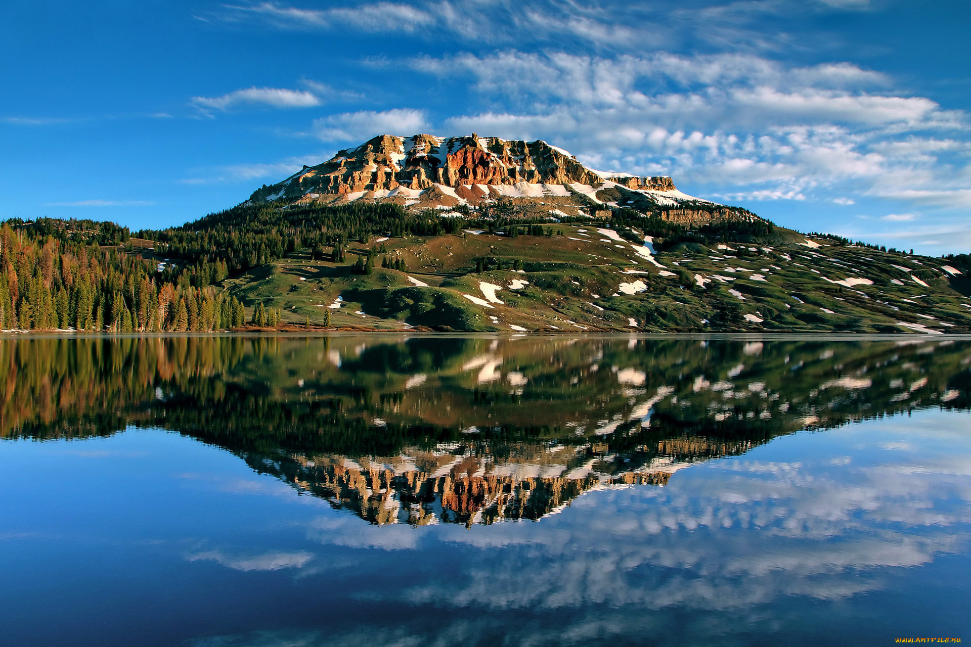 природа, реки, озера, отражения, вода, озеро, гора, скалы, небо