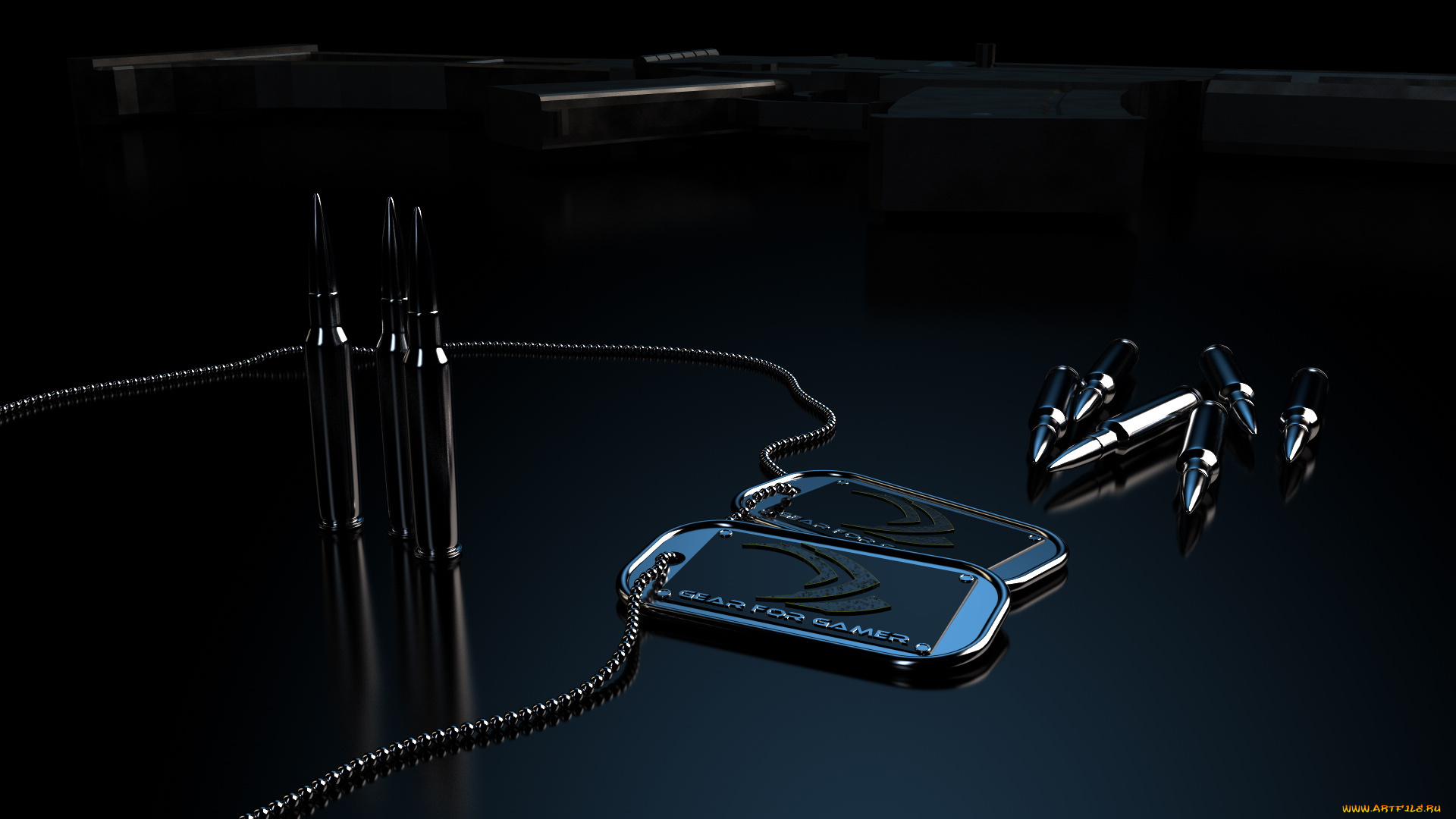 оружие, 3d, жетоны, цепочка, патроны