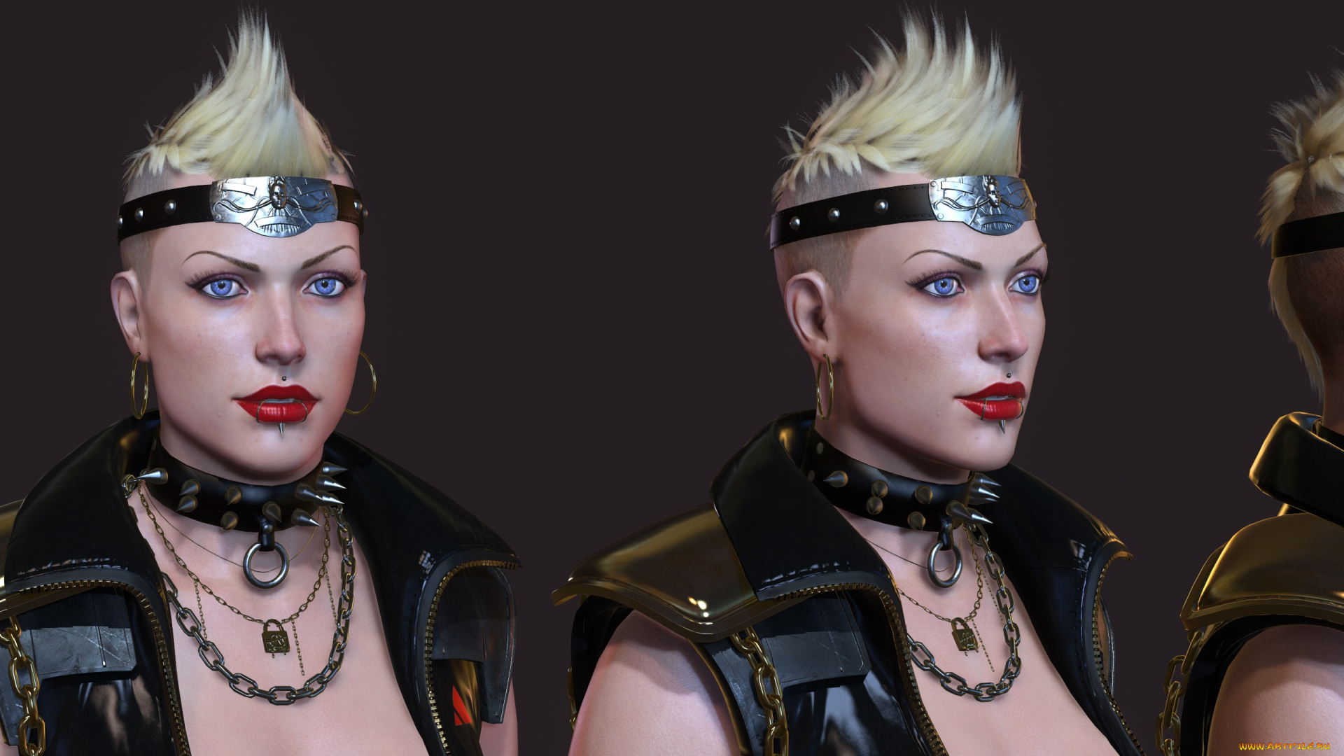 3д, графика, портрет, , portraits, панк, девушка, взгляд, фон