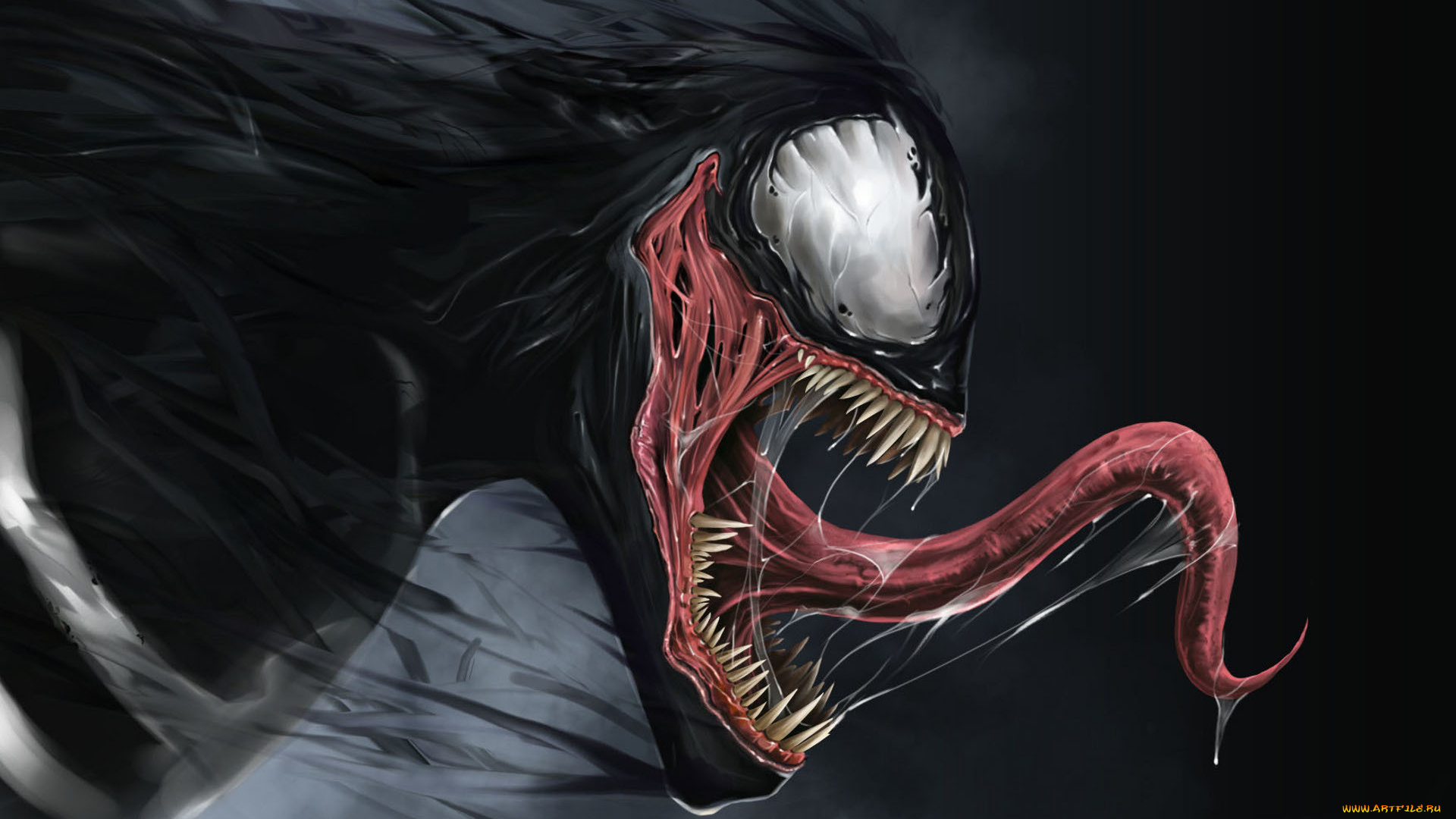 фэнтези, существа, язык, слюна, веном, comics, venom, marvel