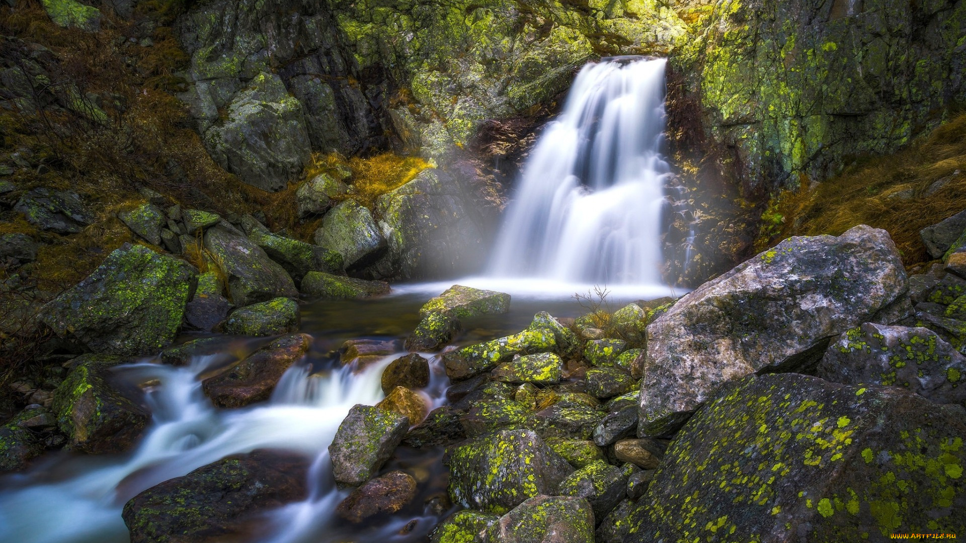 природа, водопады, norefjell, нурефьель, norway, камни, водопад, норвегия