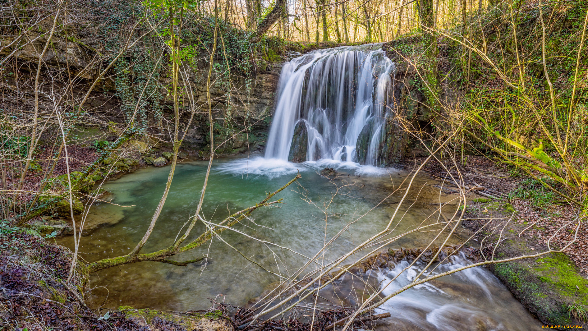 природа, водопады, водопад, лес, река