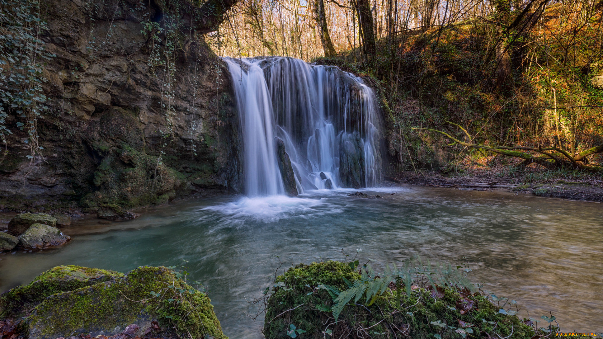 природа, водопады, водопад, река, лес