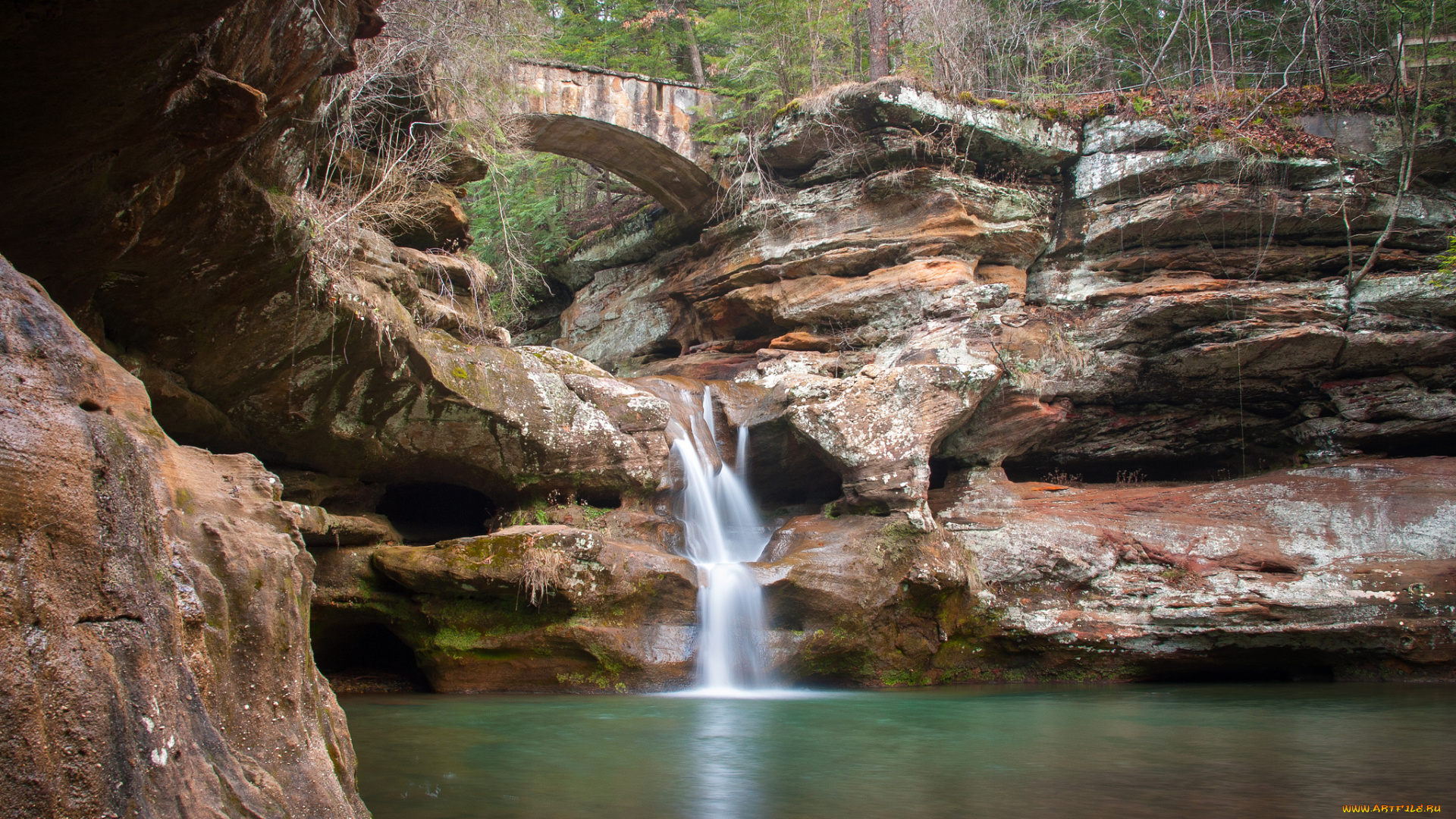 природа, водопады, водопад, река, лес
