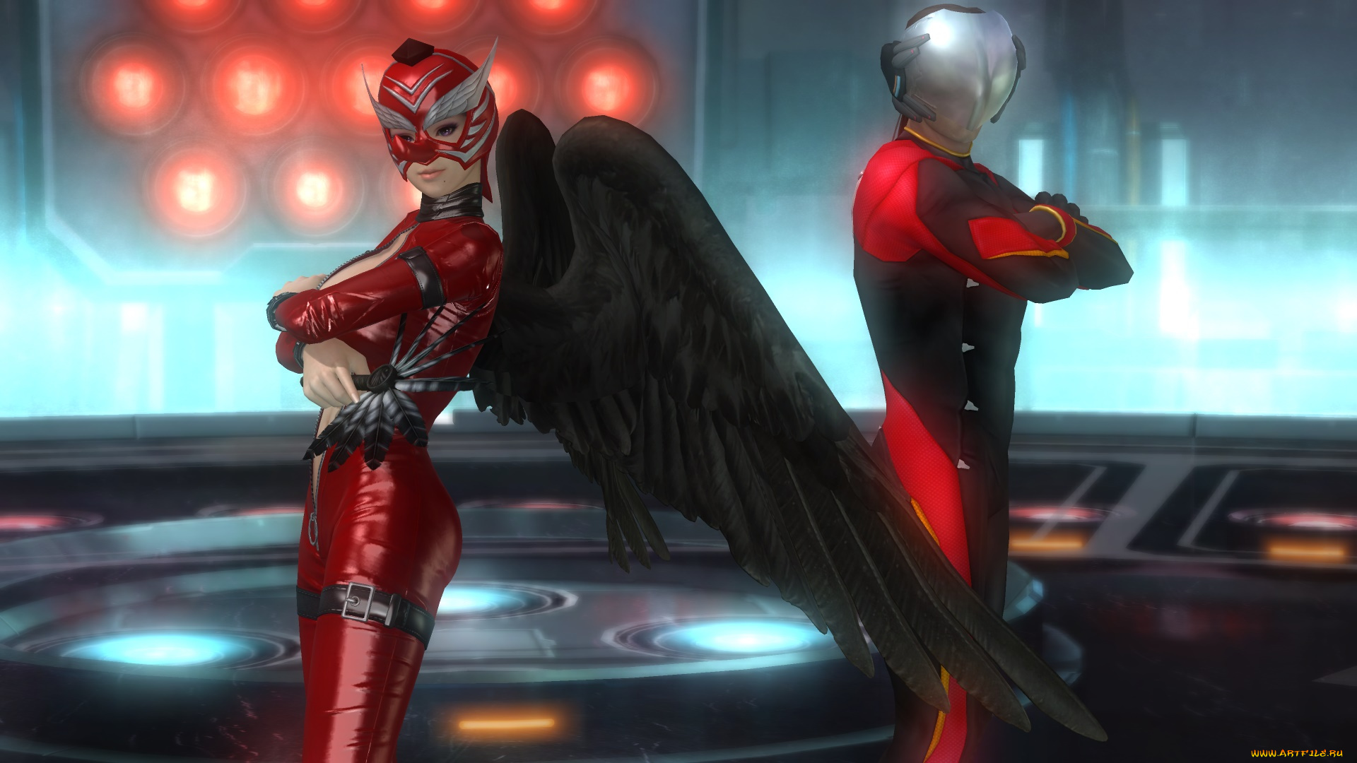 видео, игры, dead, or, alive, 5, мужчмна, демон, фон, взгляд, девушка