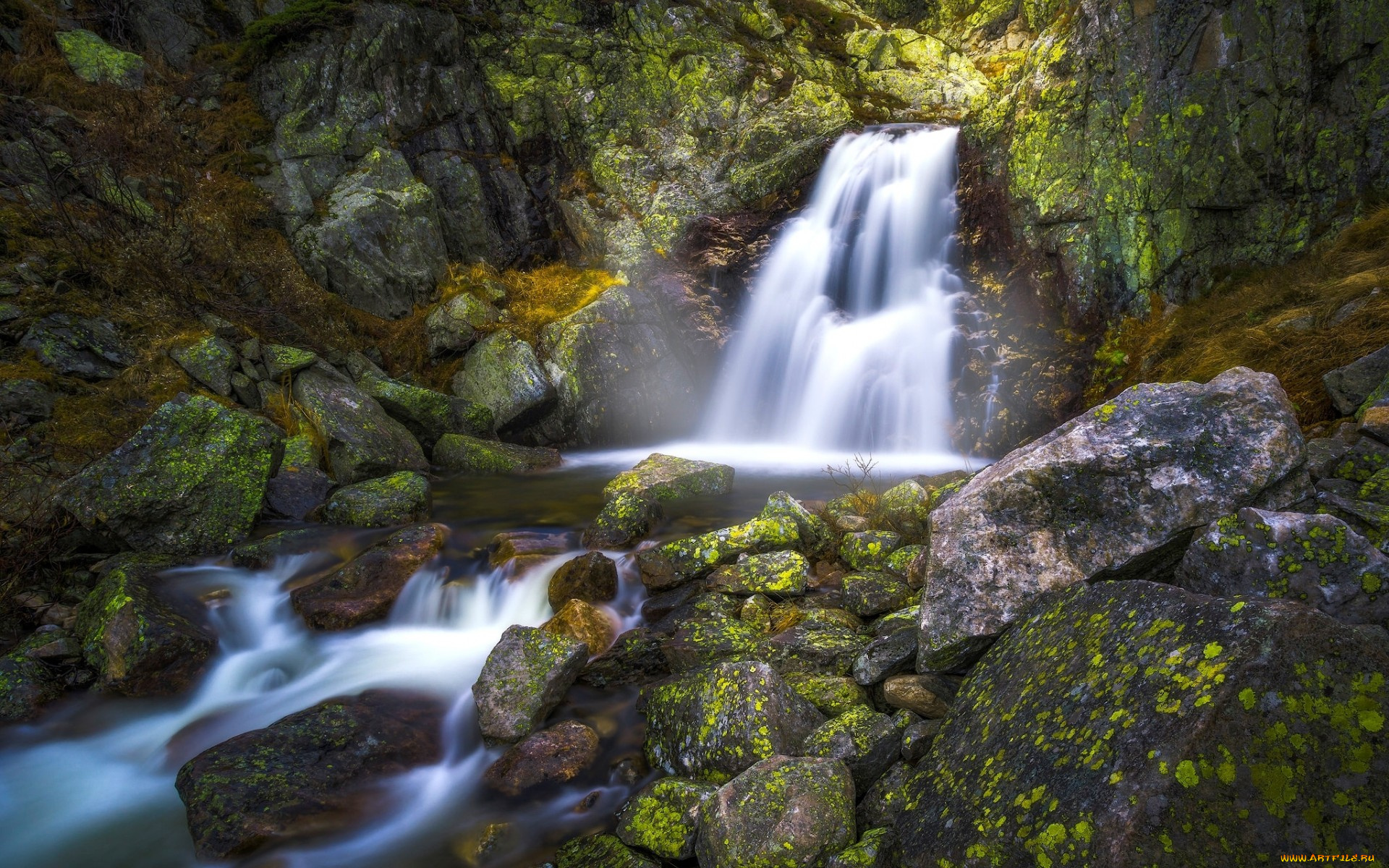 природа, водопады, norefjell, нурефьель, norway, камни, водопад, норвегия