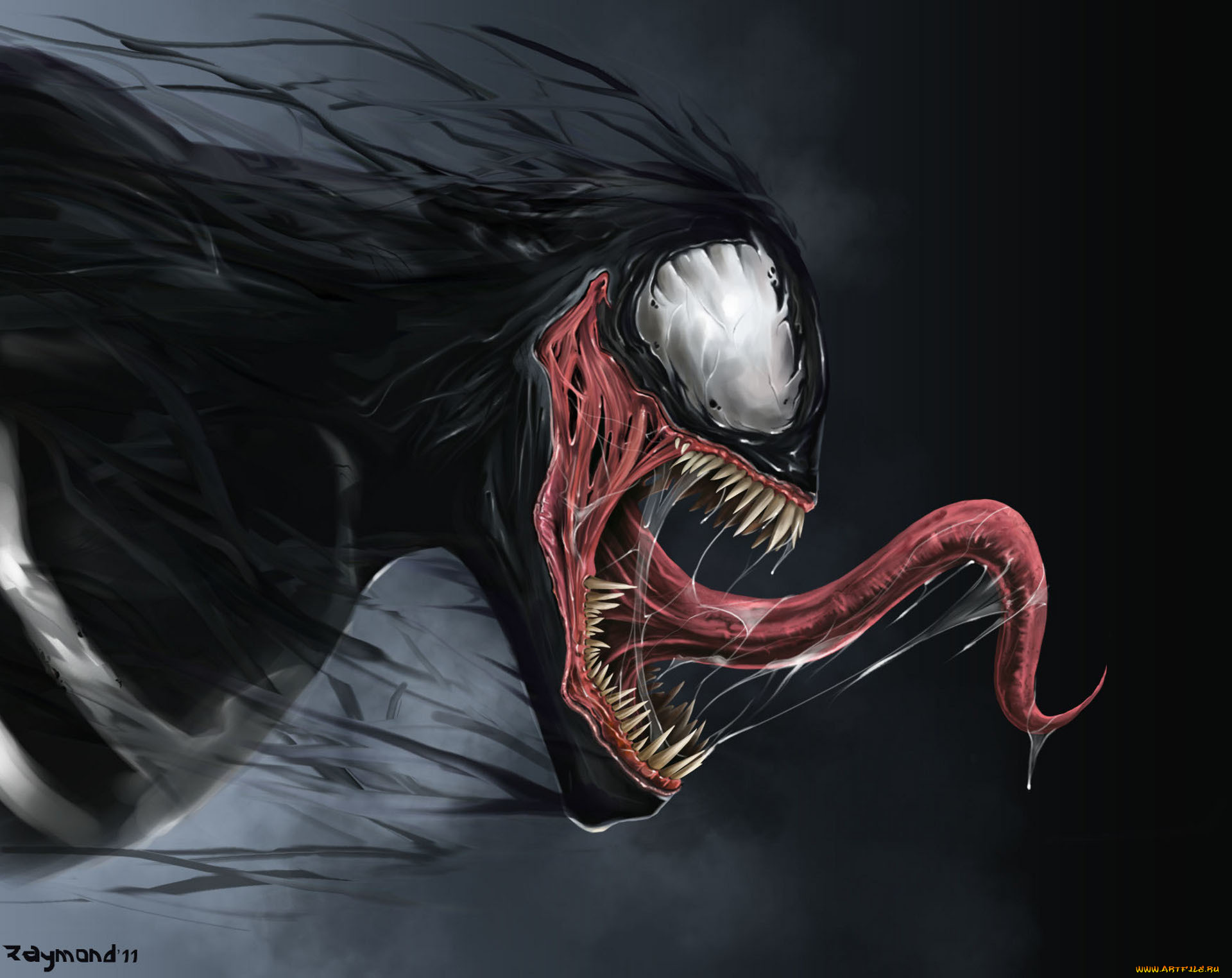 фэнтези, существа, язык, слюна, веном, comics, venom, marvel
