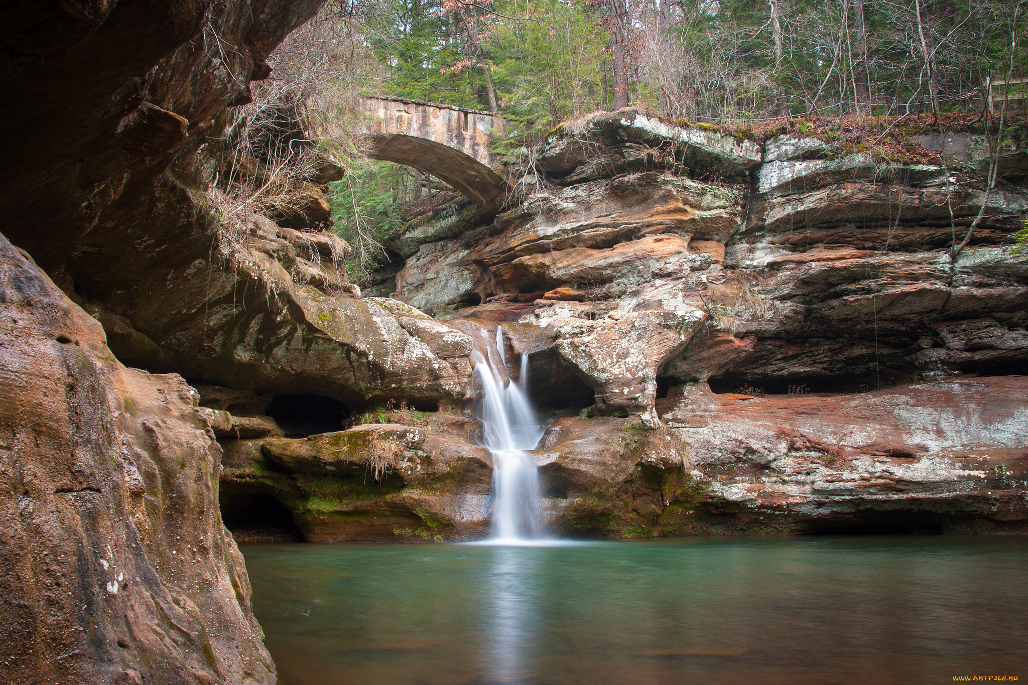 природа, водопады, водопад, река, лес