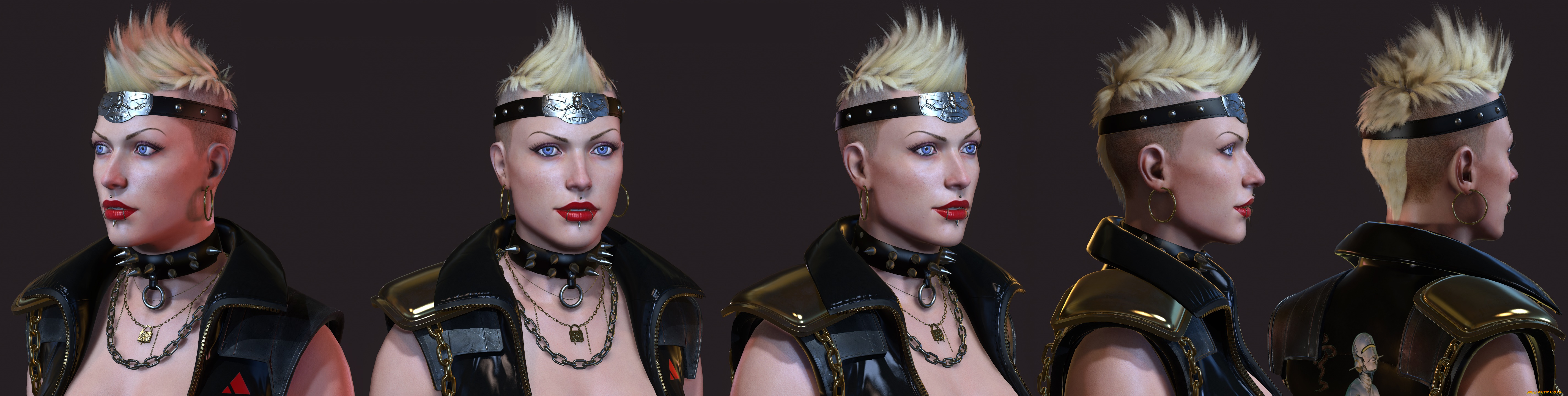 3д, графика, портрет, , portraits, панк, девушка, взгляд, фон