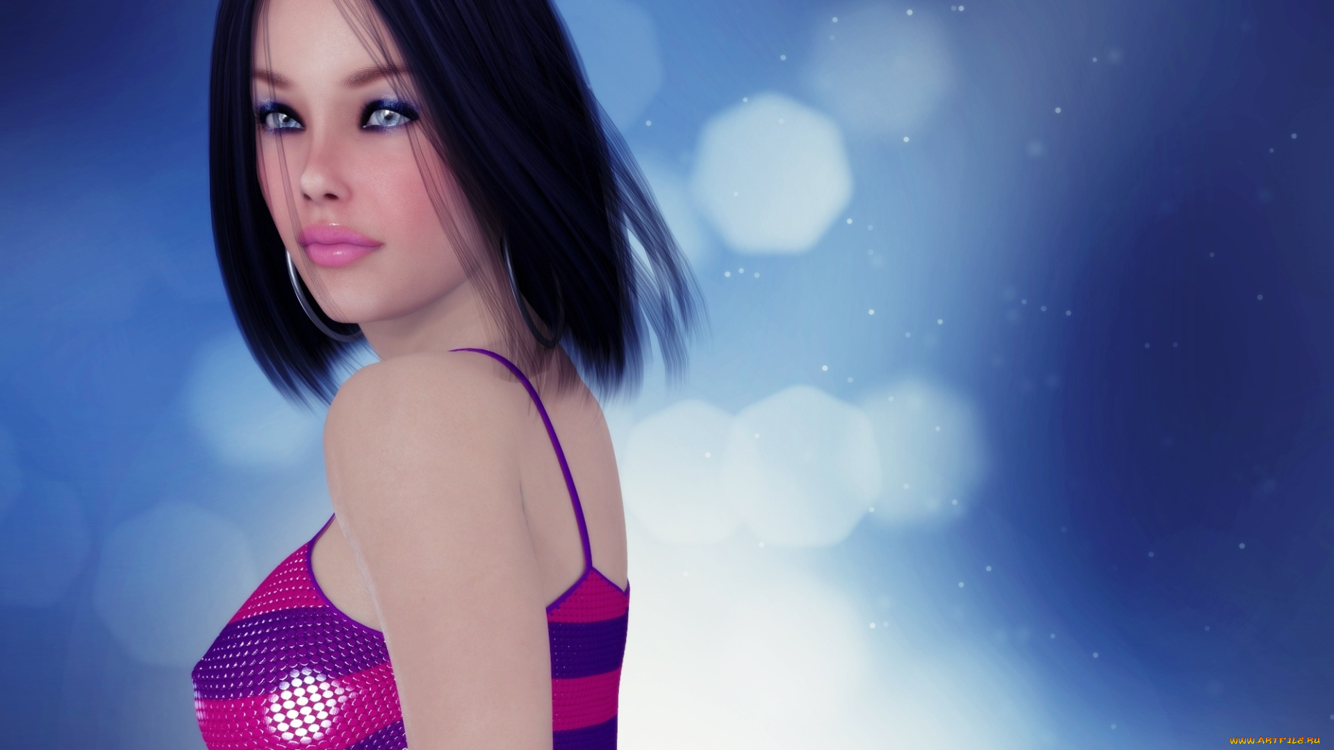 3д, графика, люди, , people, девушка, взгляд, фон