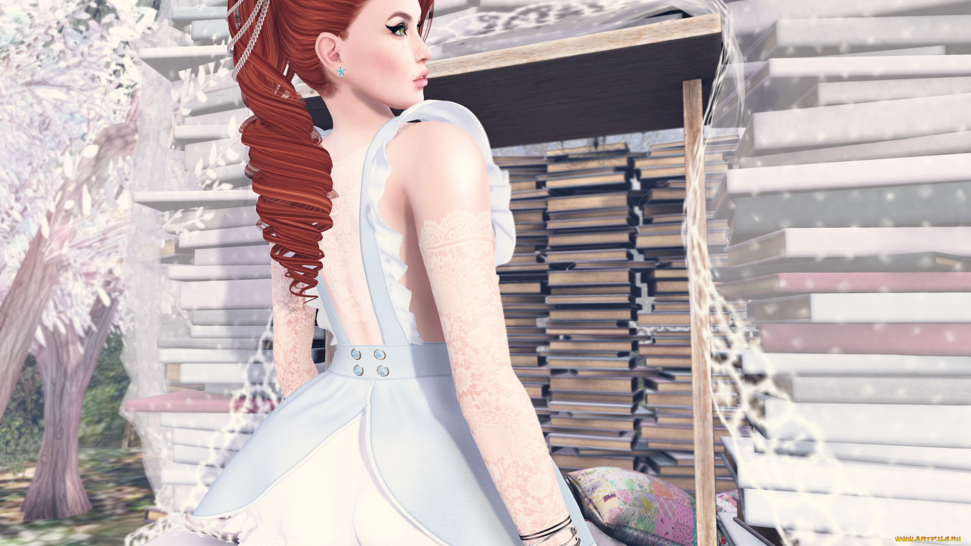 3д, графика, люди, , people, девушка, взгляд, фон