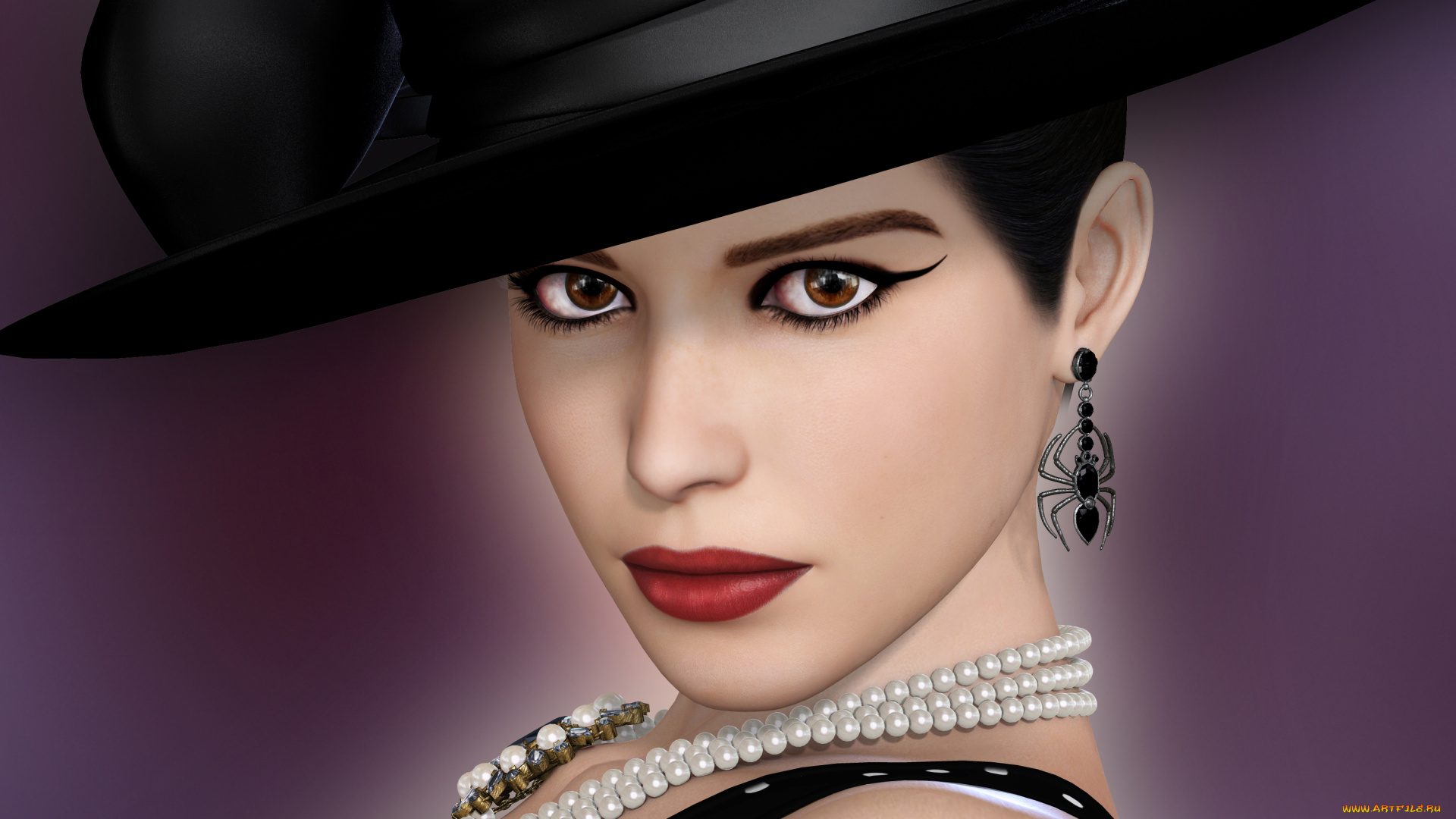 3д, графика, люди, , people, девушка, взгляд, фон, шляпа