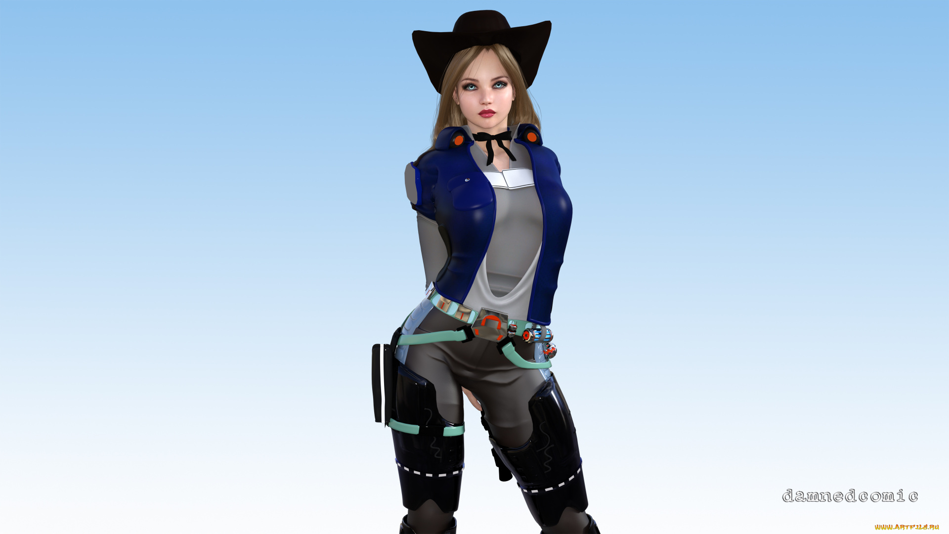 3д, графика, люди, , people, шляпа, фон, девушка, взгляд