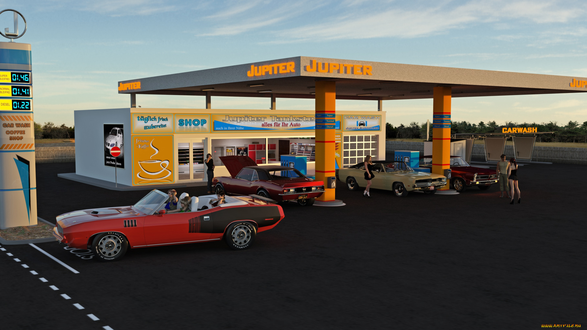 3д, графика, люди-авто, мото, , people-, car, , , moto, автомобиль, фон, взгляд, девушки