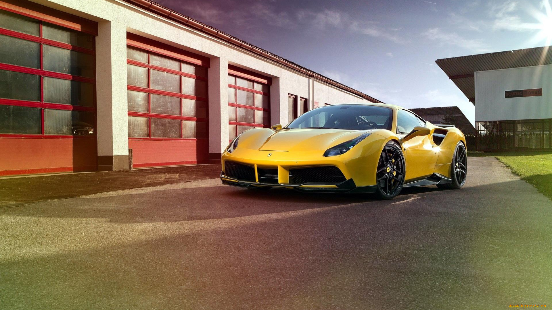 автомобили, ferrari, 488, феррари, здание, желтый, spider