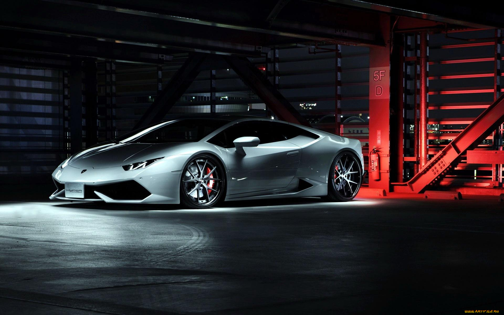 автомобили, lamborghini, ламборгини, гараж, серебристый, hurican