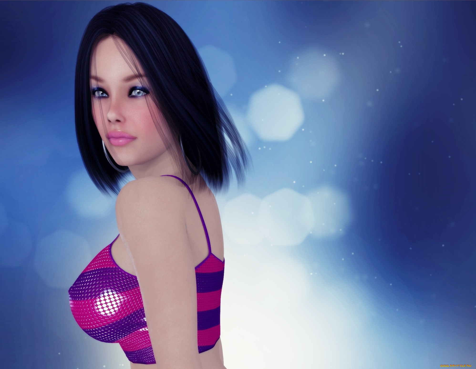 3д, графика, люди, , people, девушка, взгляд, фон