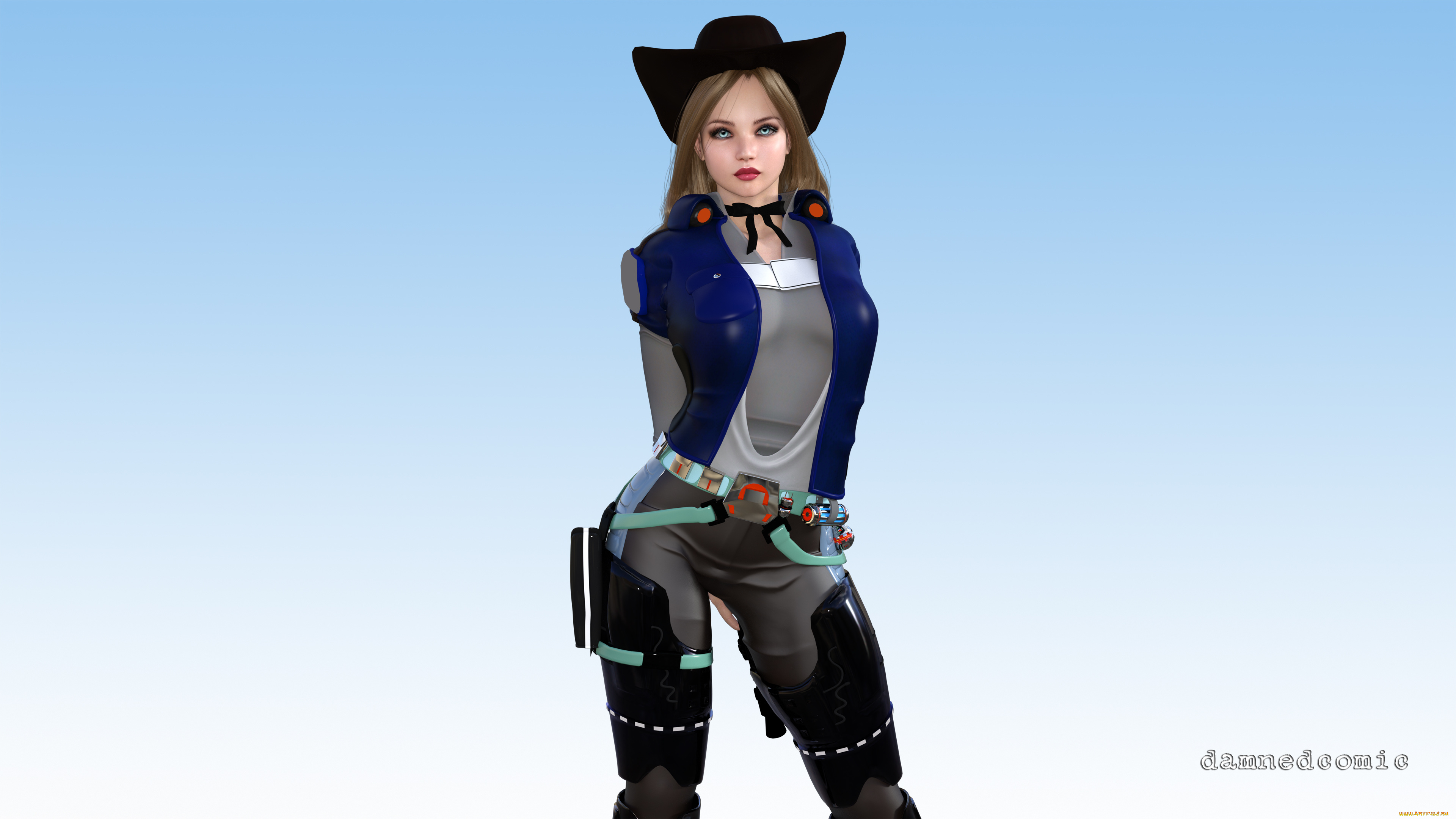 3д, графика, люди, , people, шляпа, фон, девушка, взгляд