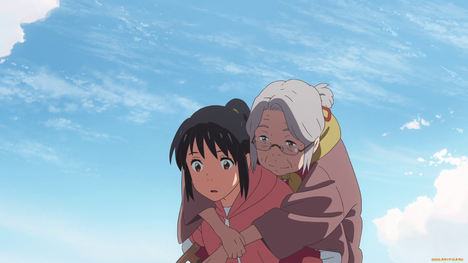 аниме, kimi, no, na, wa, фон, взгляд, девушка